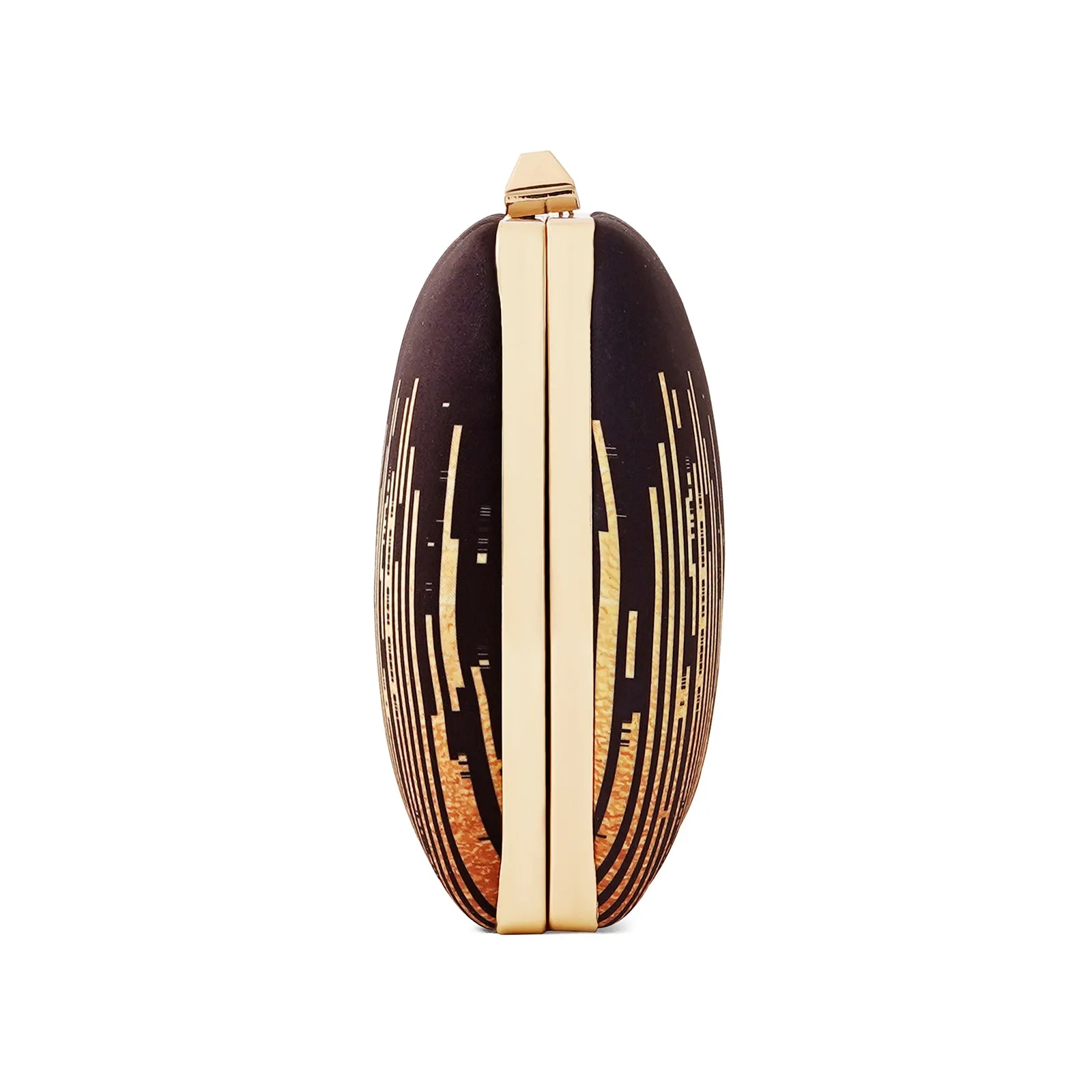 City Scape Black and Gold Printed Clutch
