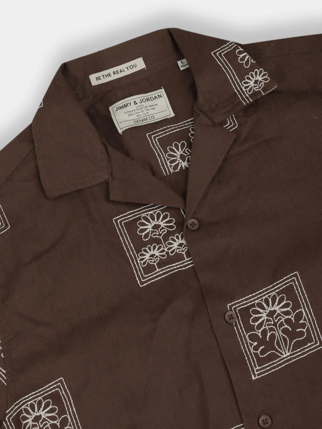 Contrast Brown Half Sleeves Shirt