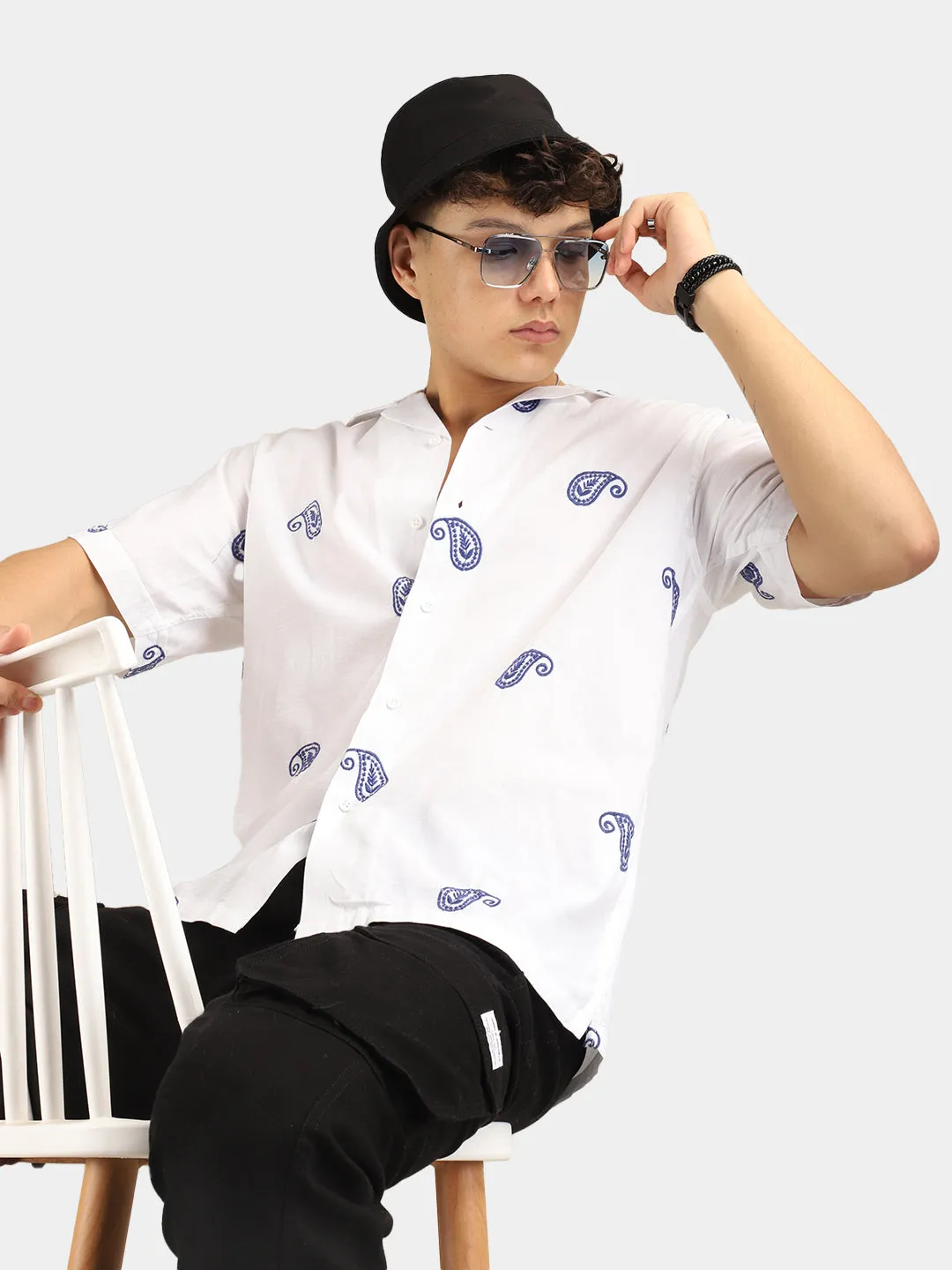 Contrast White Half Sleeves Shirt