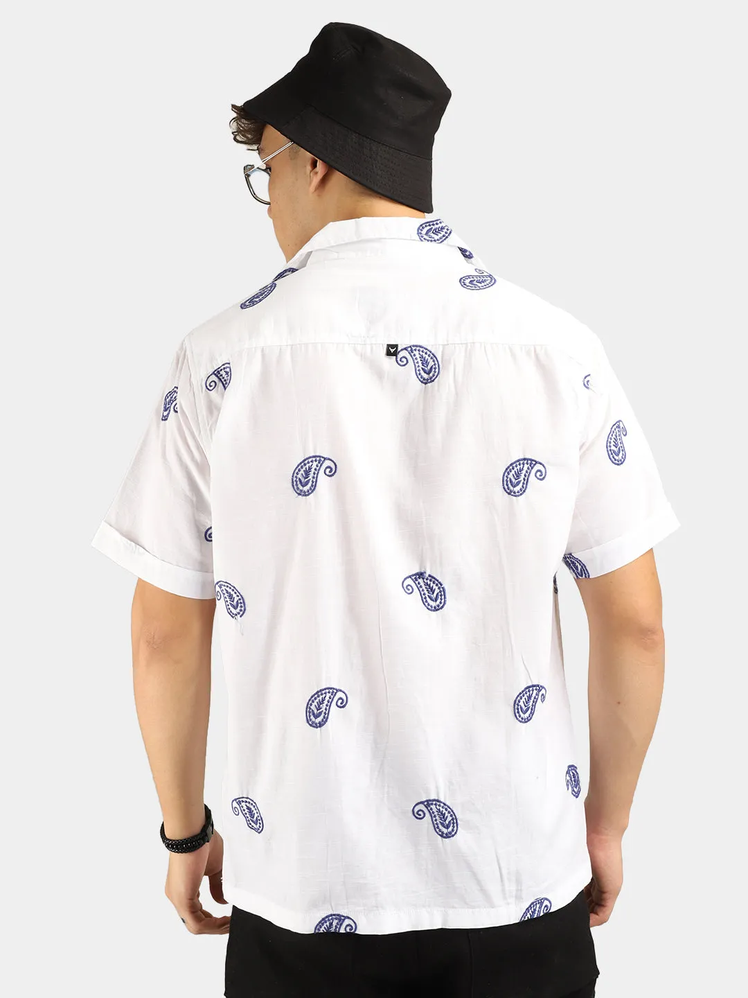 Contrast White Half Sleeves Shirt