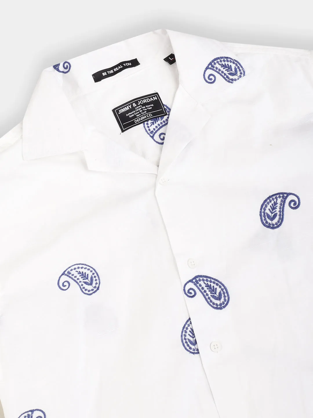 Contrast White Half Sleeves Shirt