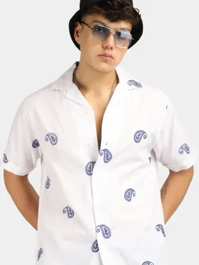 Contrast White Half Sleeves Shirt