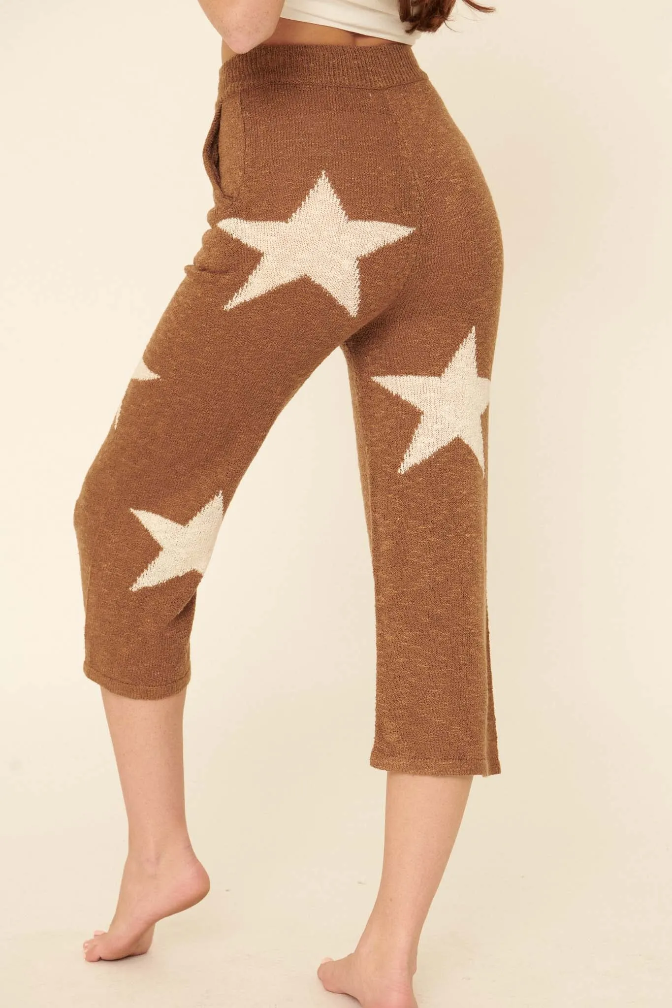 Cosmic Kid Star-Pattern Cropped Sweater Pants