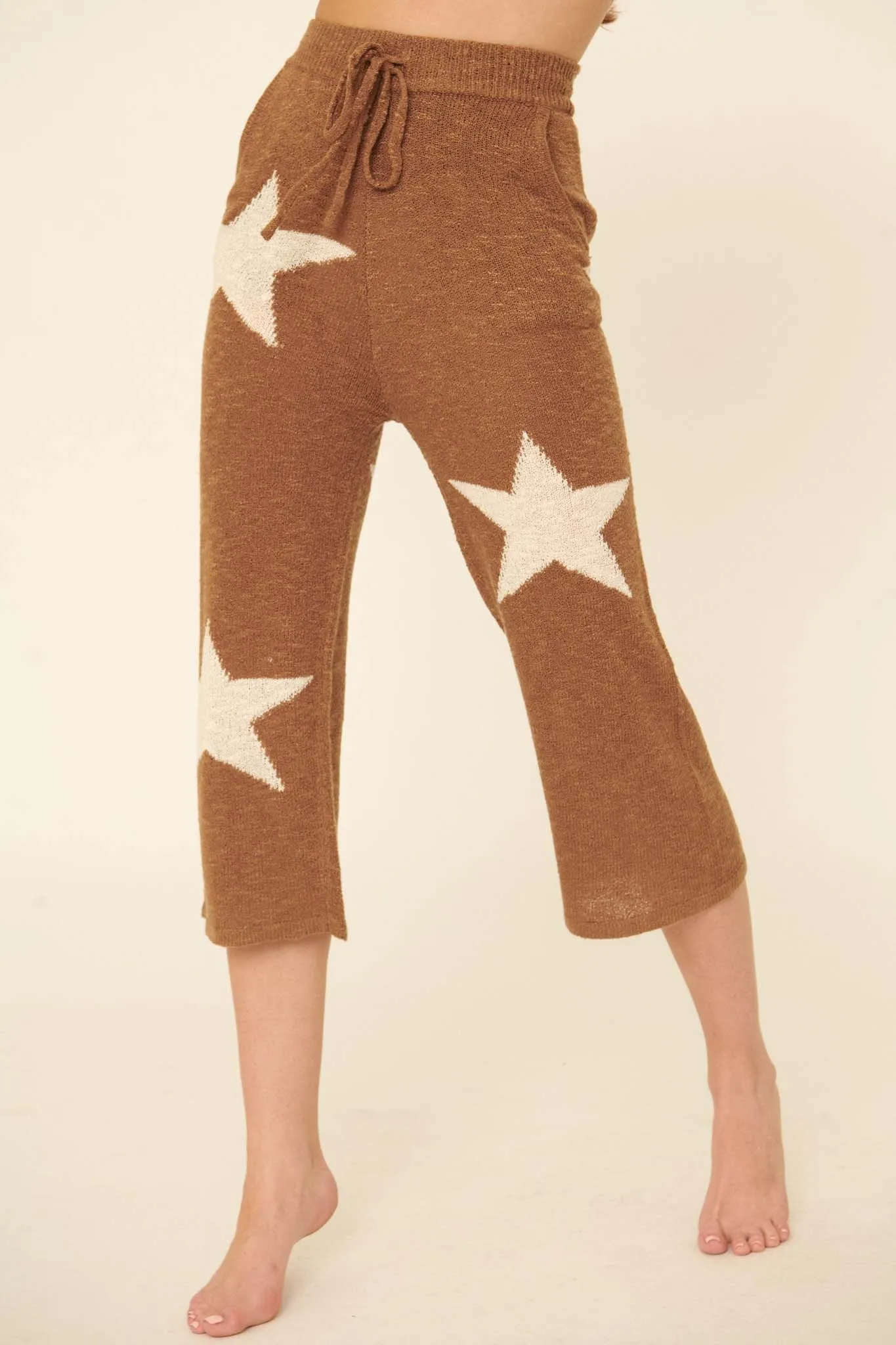 Cosmic Kid Star-Pattern Cropped Sweater Pants