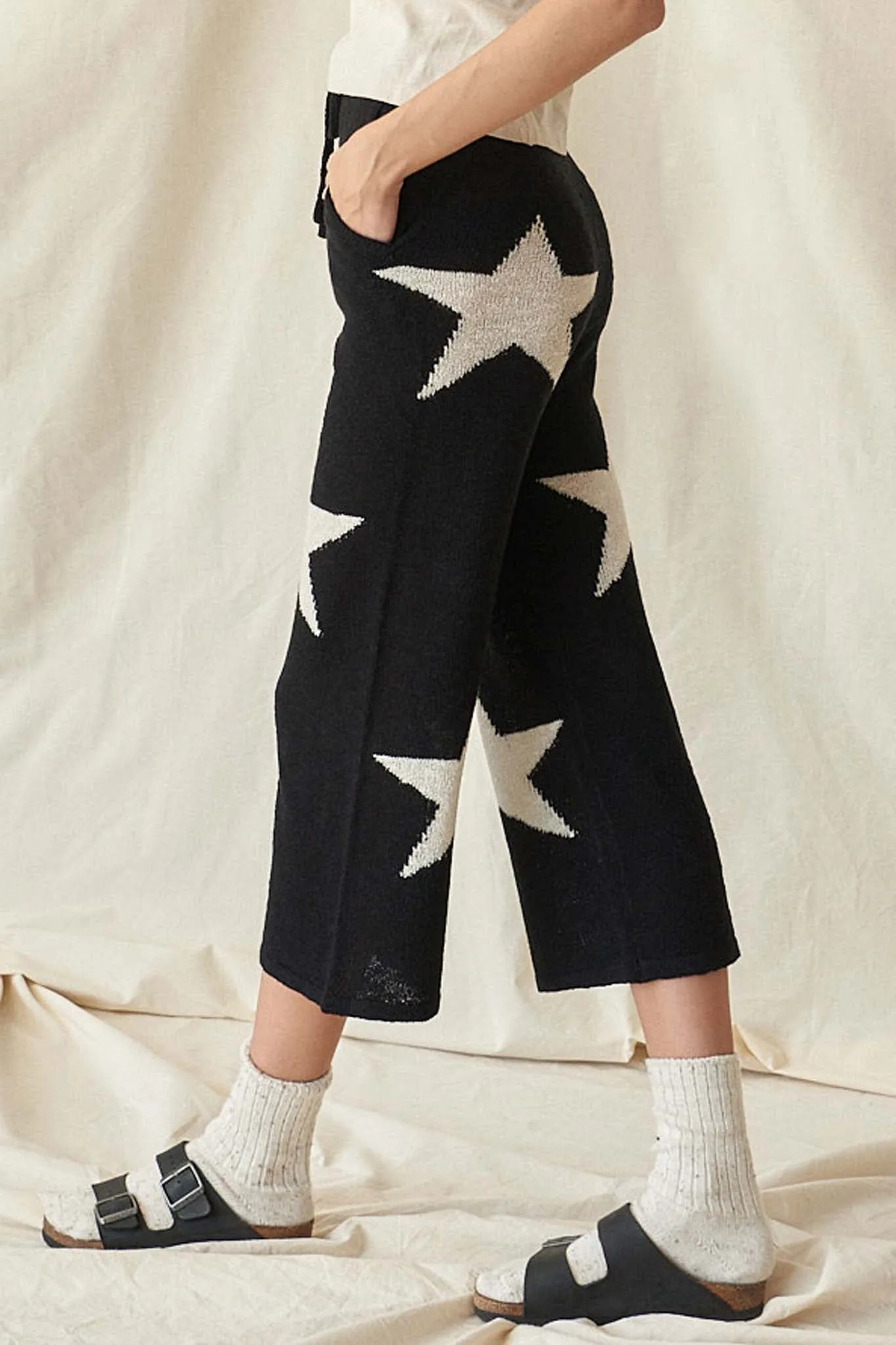 Cosmic Kid Star-Pattern Cropped Sweater Pants