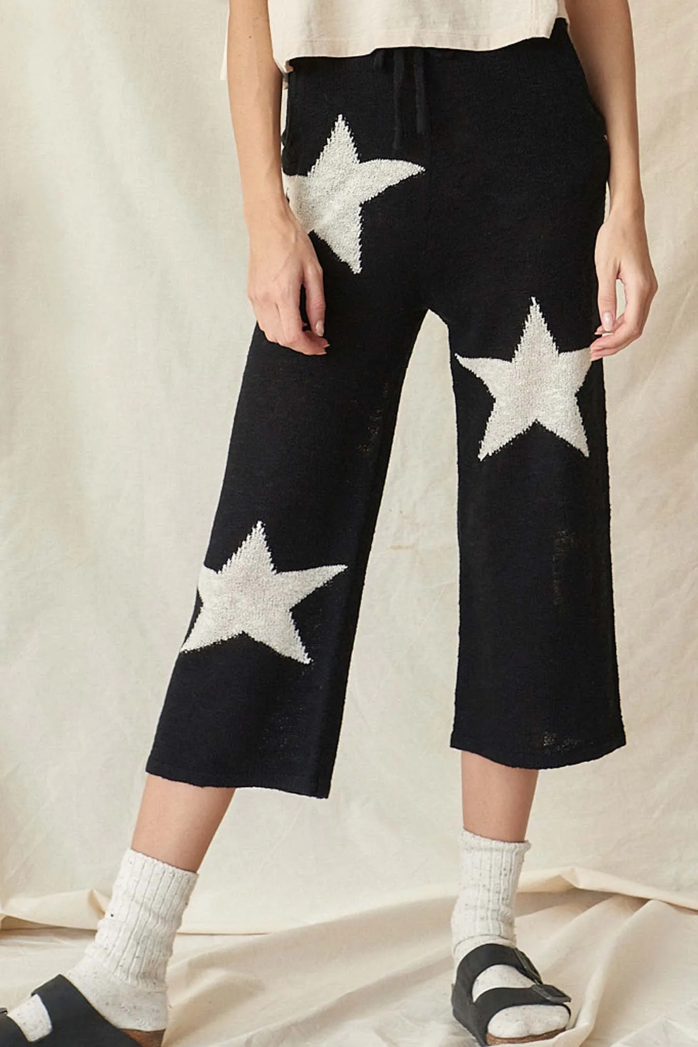Cosmic Kid Star-Pattern Cropped Sweater Pants