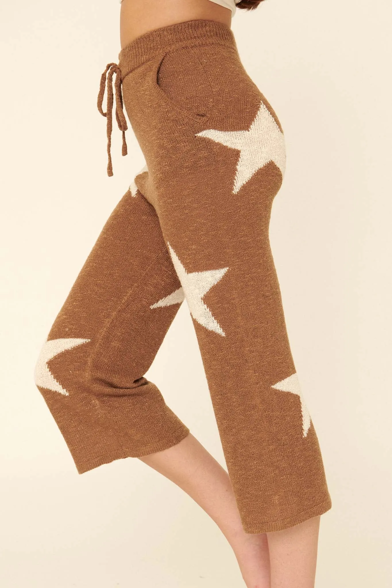 Cosmic Kid Star-Pattern Cropped Sweater Pants
