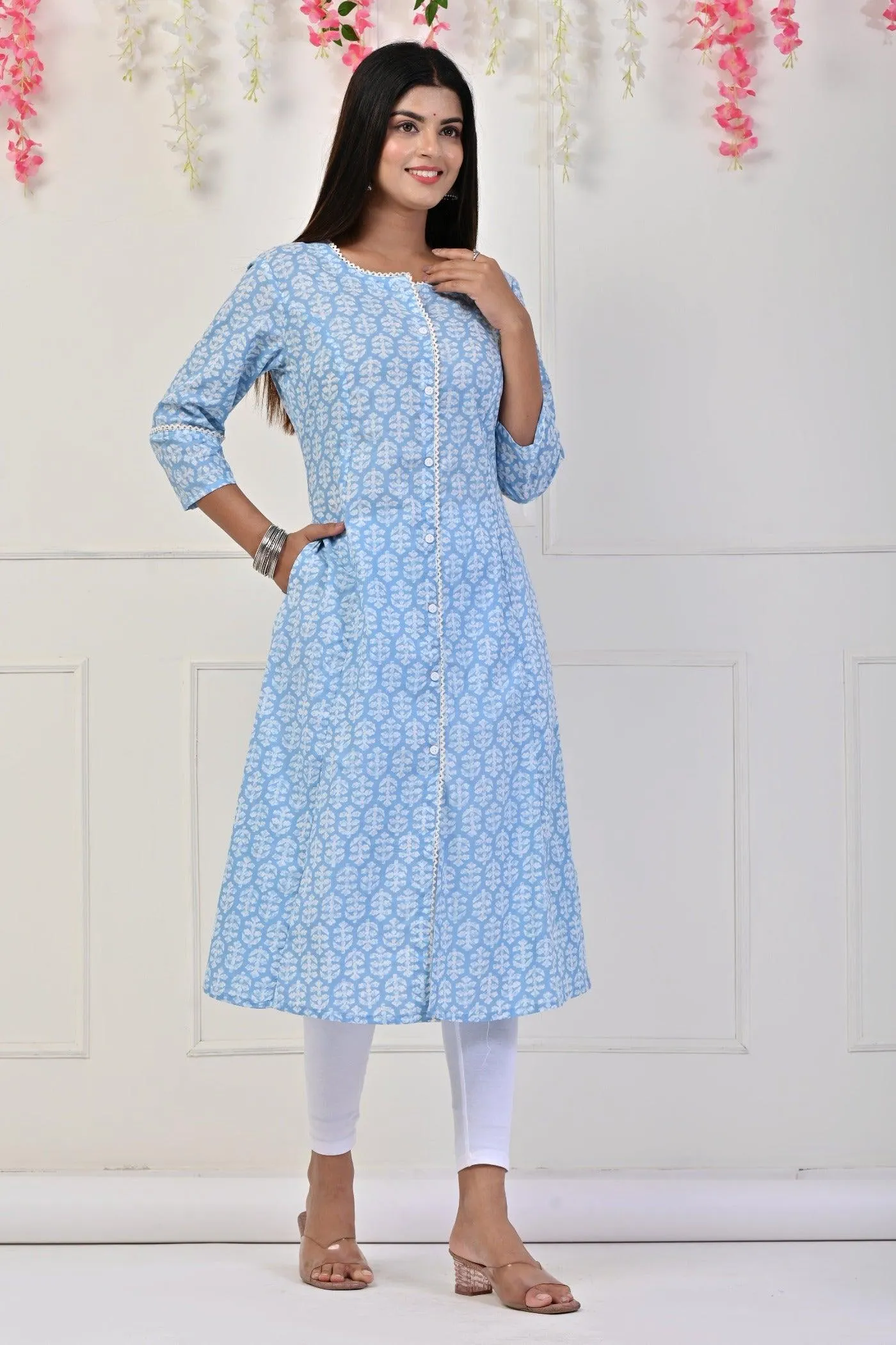 Cotton Fine Fabric Flower Printed Kurti