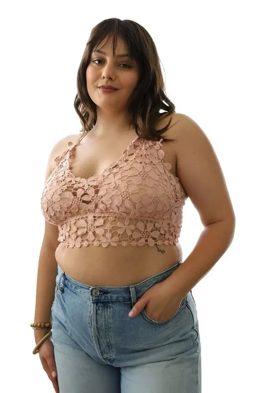 Crochet Daisy Longline Bralette Plus