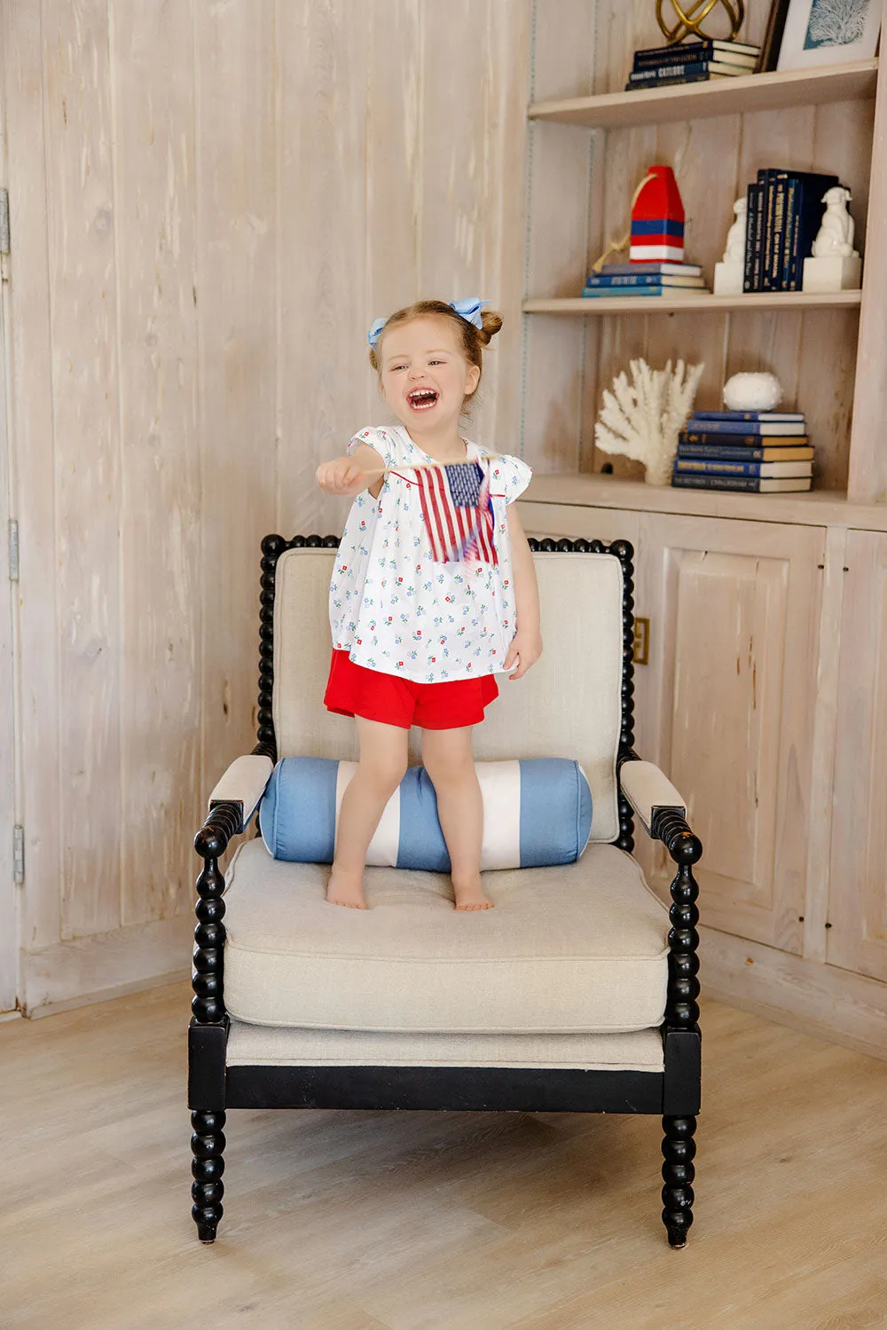 Dowell Day Top - Myers Park Mini Floral with Richmond Red