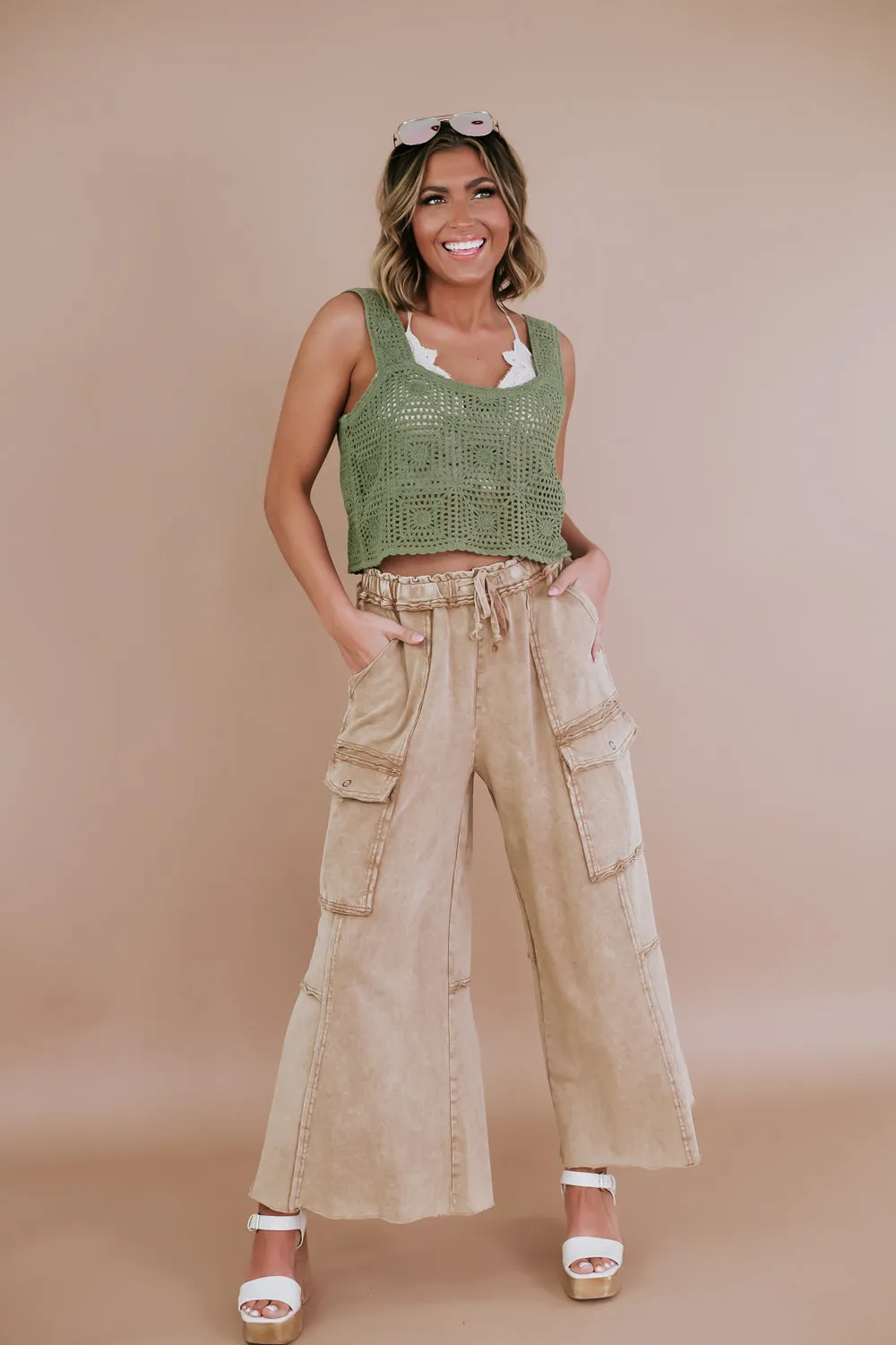 Down For It Distressed Cargo Pant, Mocha