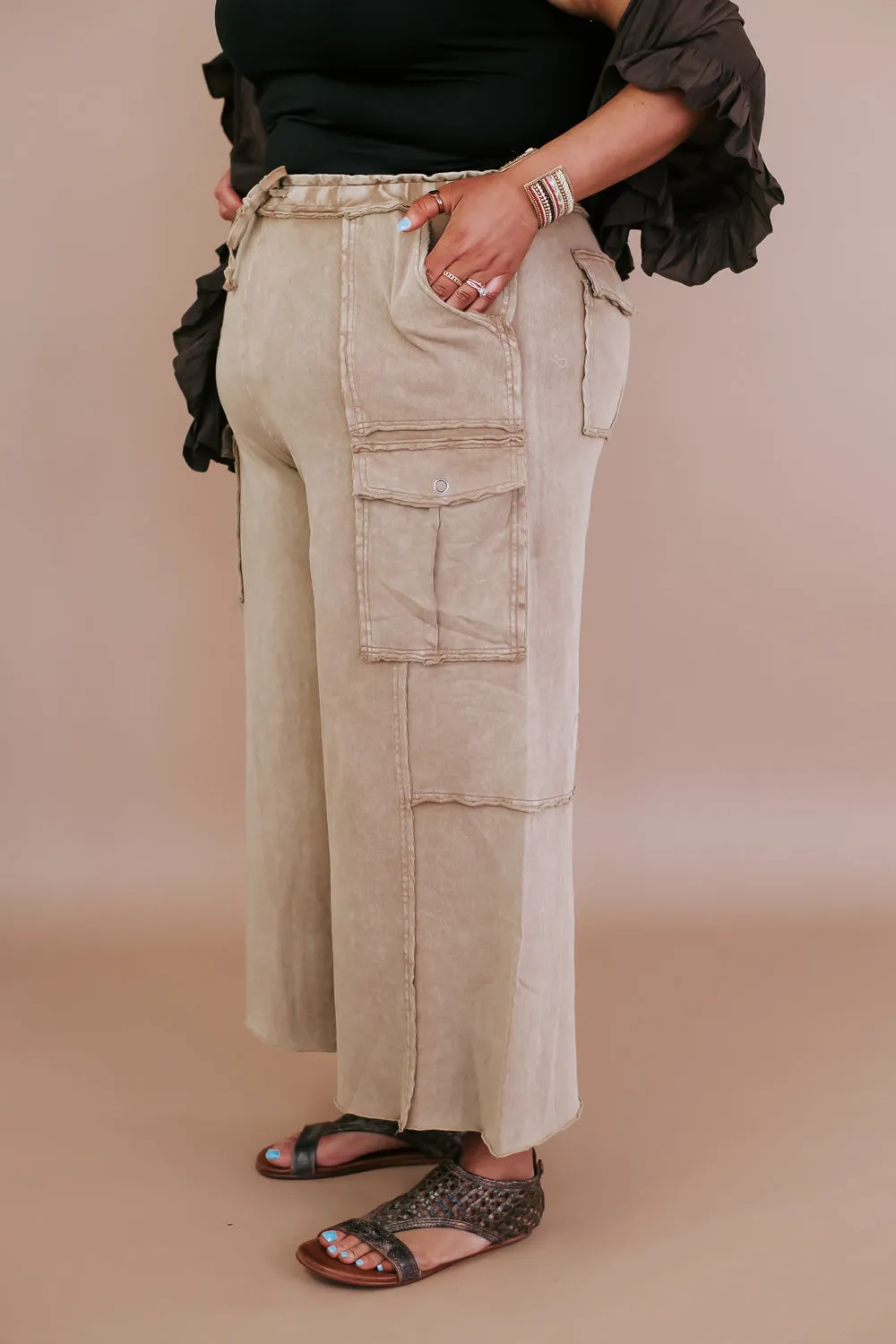 Down For It Distressed Cargo Pant, Mocha