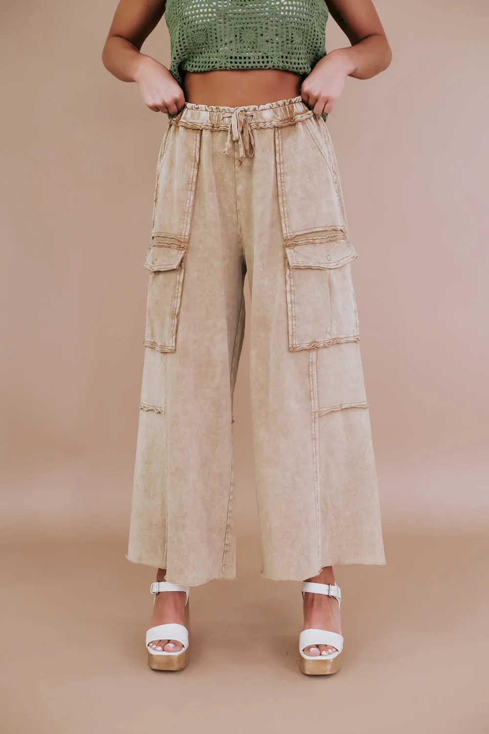 Down For It Distressed Cargo Pant, Mocha