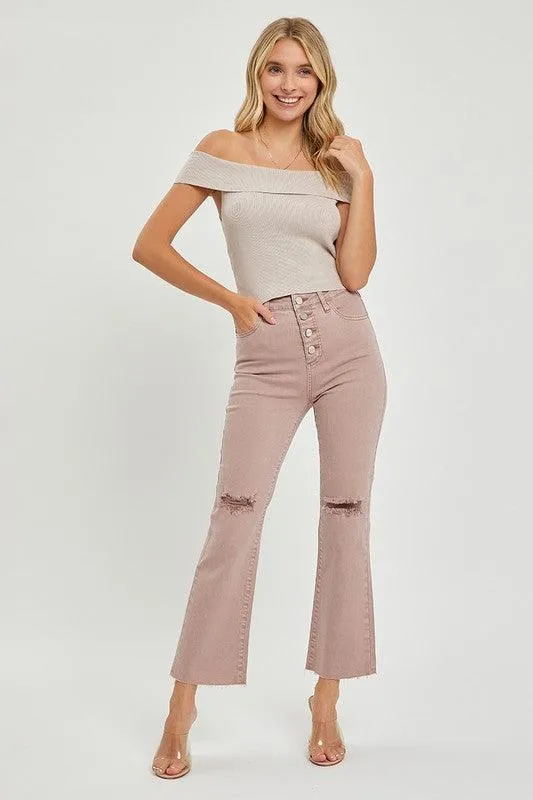 ELENA HIGH RISE TUMMY CONTROL BUTTON DOWN ANKLE STRAIGHT FINAL SALE