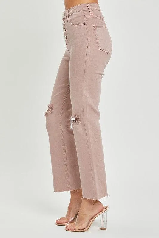 ELENA HIGH RISE TUMMY CONTROL BUTTON DOWN ANKLE STRAIGHT FINAL SALE