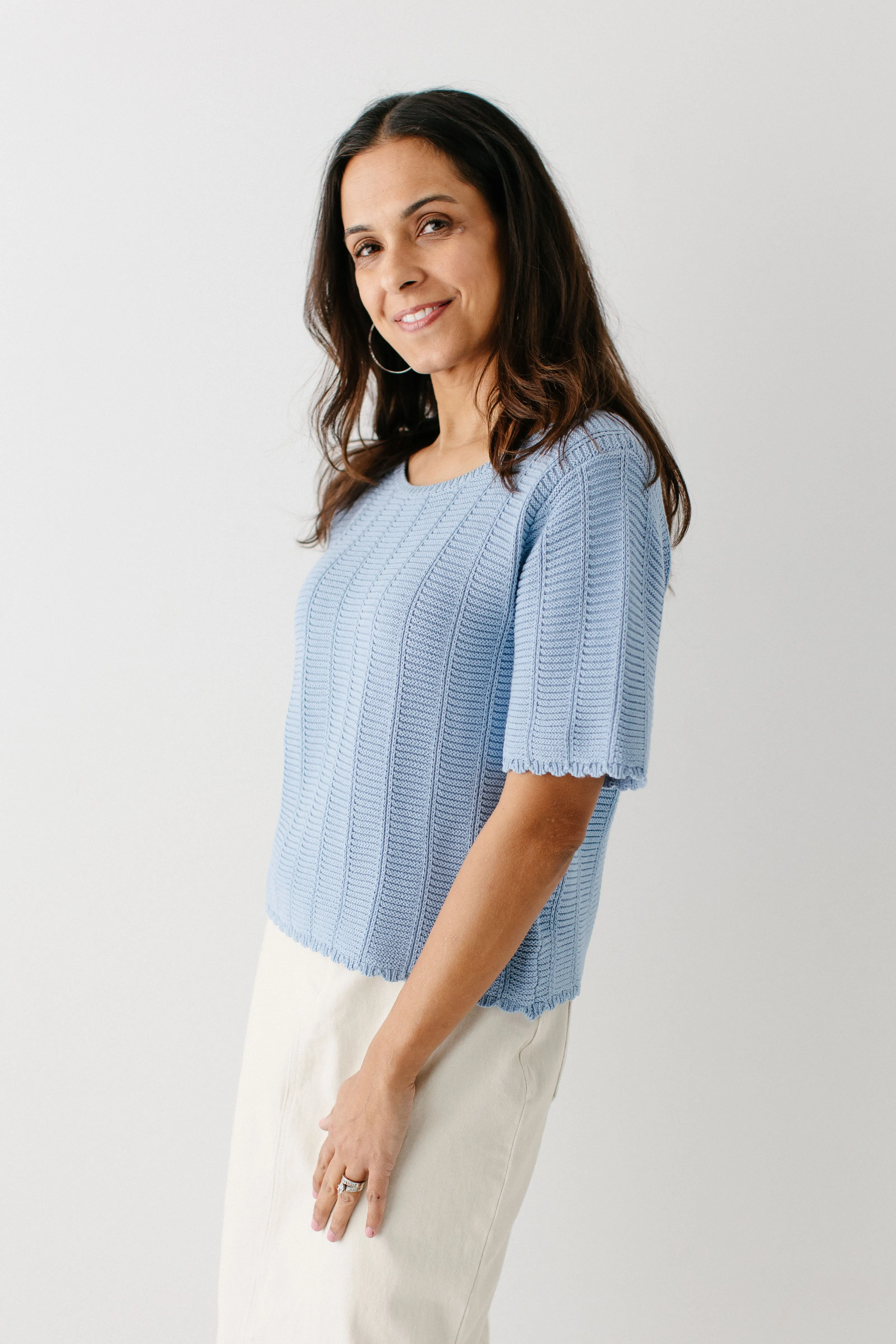 'Erica' Cotton Blend Crochet Sweater Top FINAL SALE