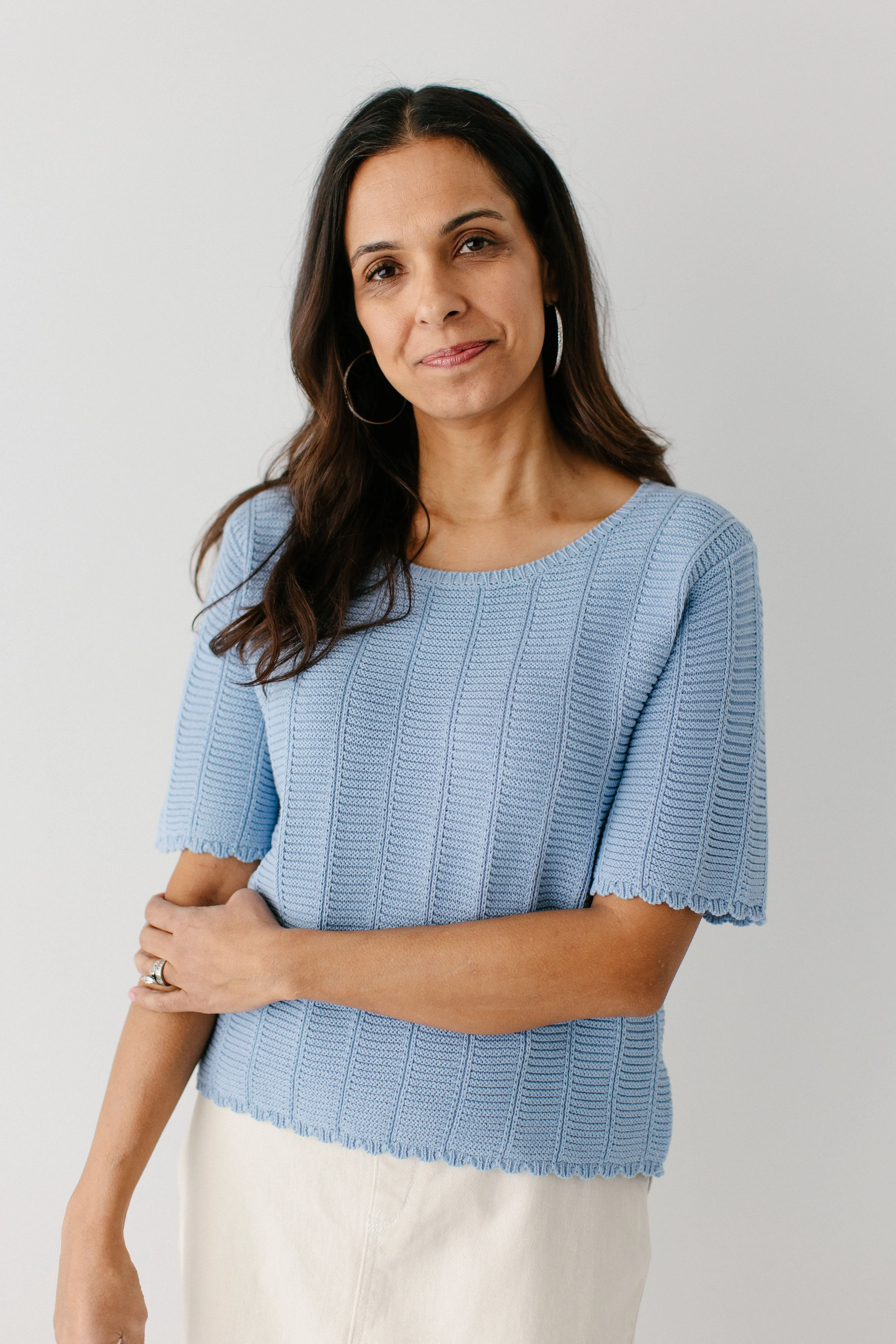 'Erica' Cotton Blend Crochet Sweater Top FINAL SALE