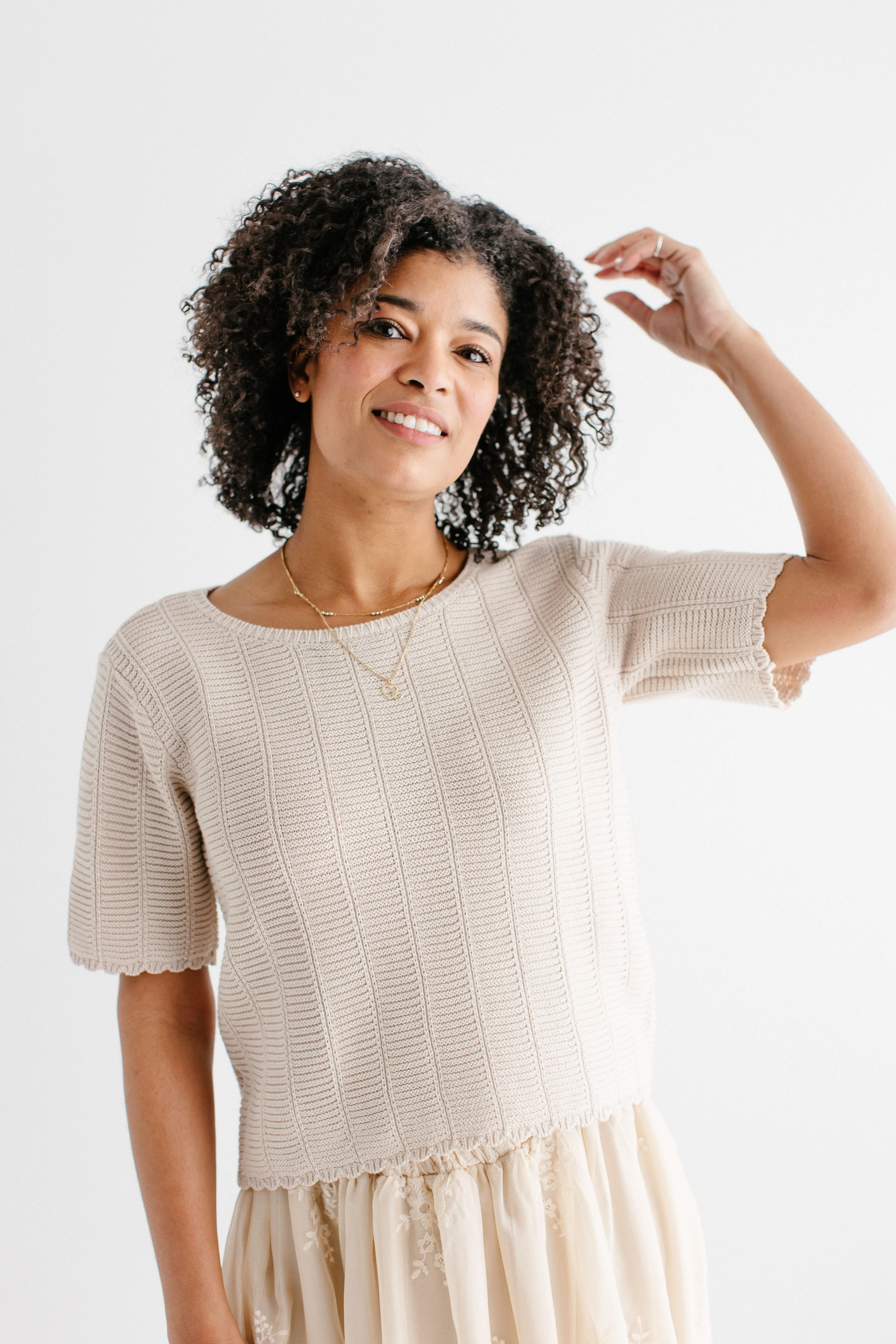 'Erica' Cotton Blend Crochet Sweater Top FINAL SALE
