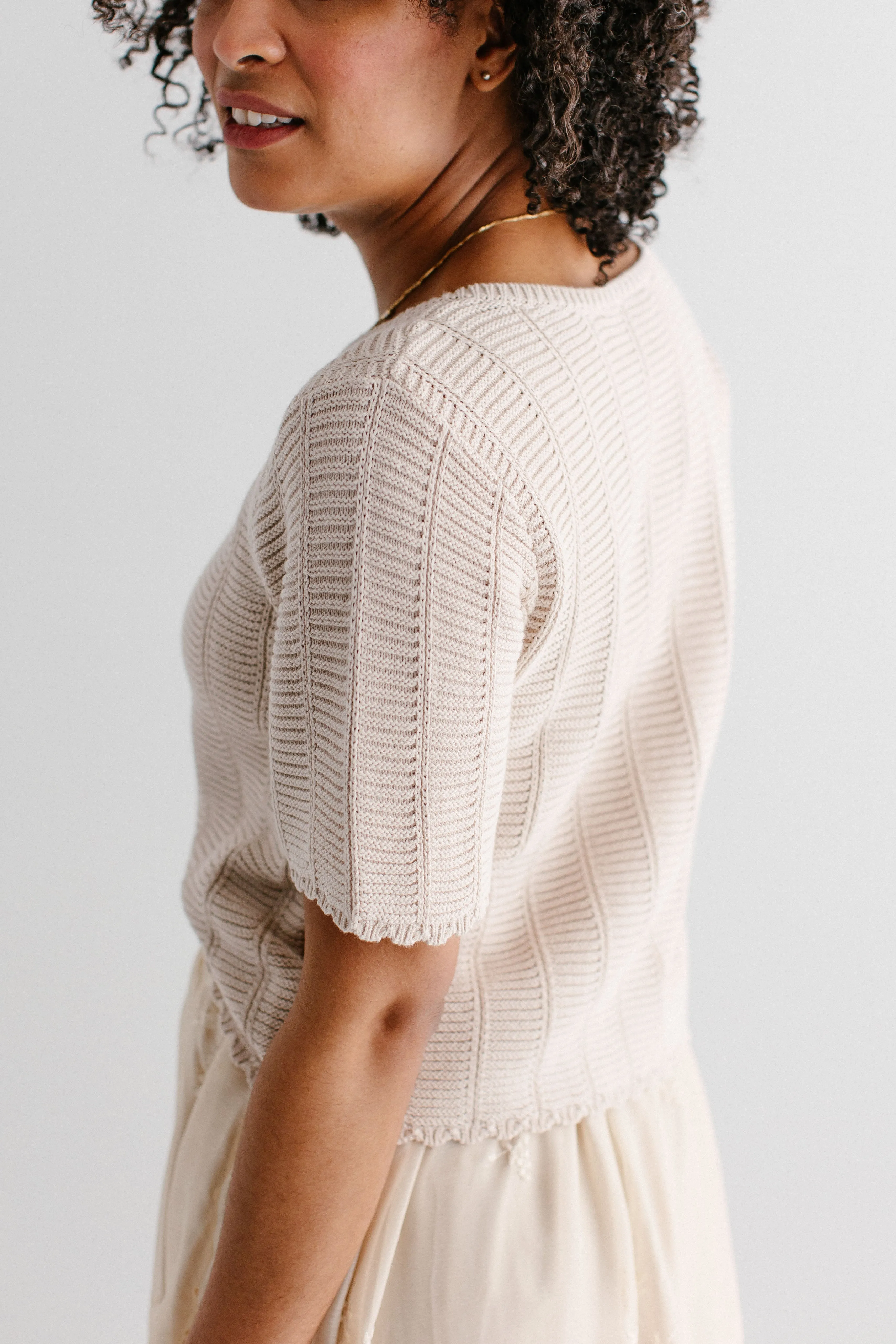 'Erica' Cotton Blend Crochet Sweater Top FINAL SALE