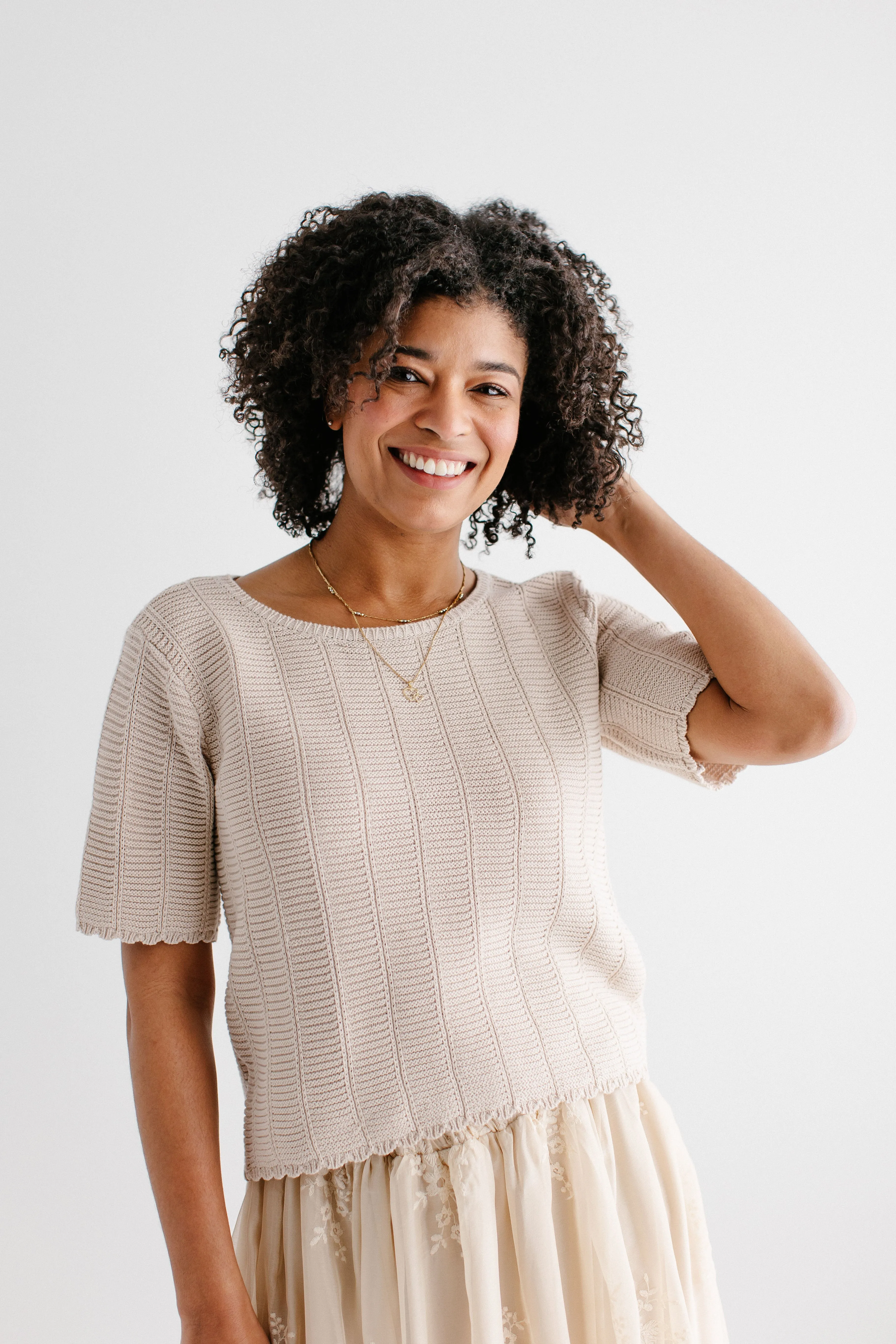 'Erica' Cotton Blend Crochet Sweater Top FINAL SALE