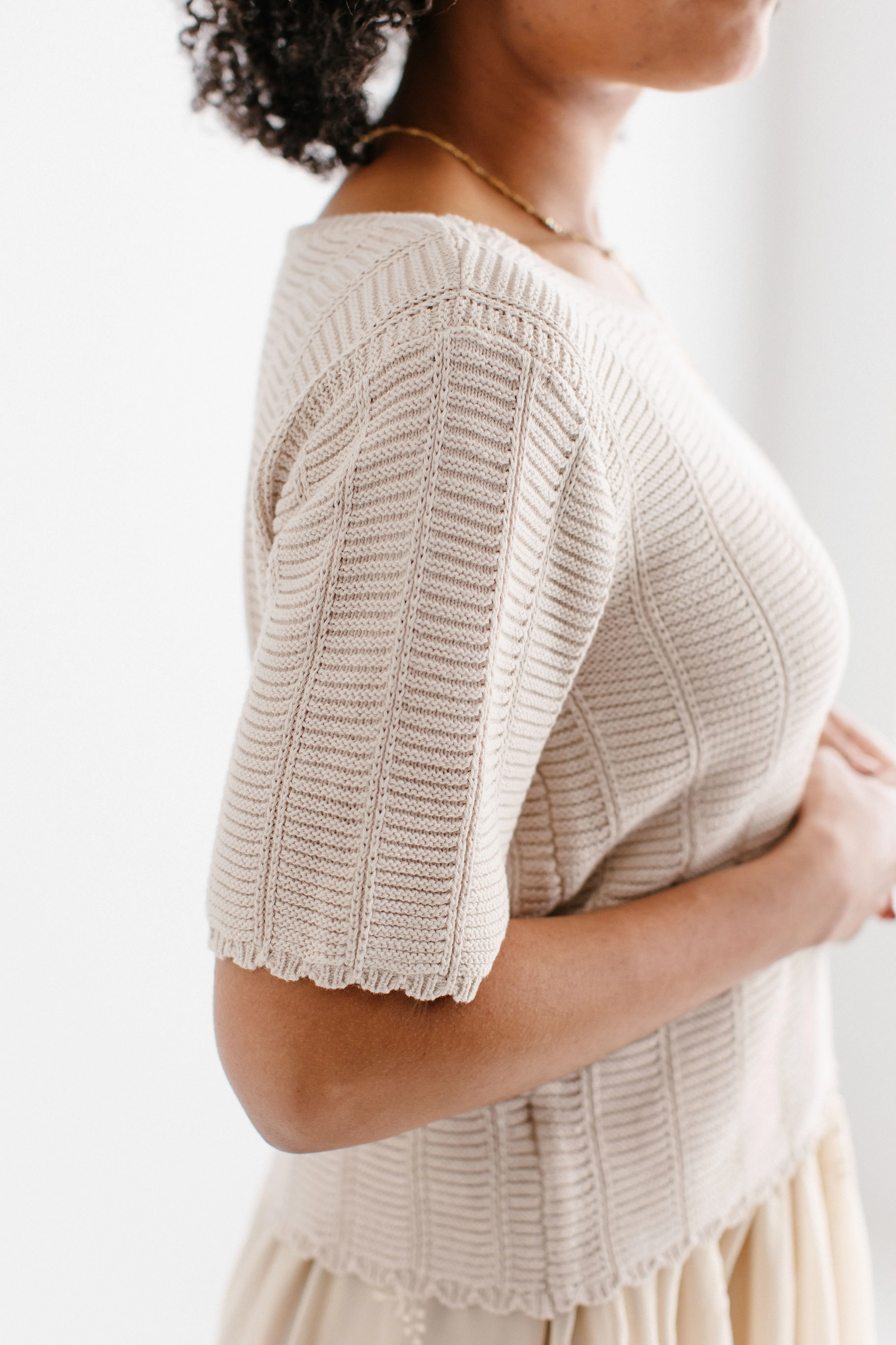 'Erica' Cotton Blend Crochet Sweater Top FINAL SALE