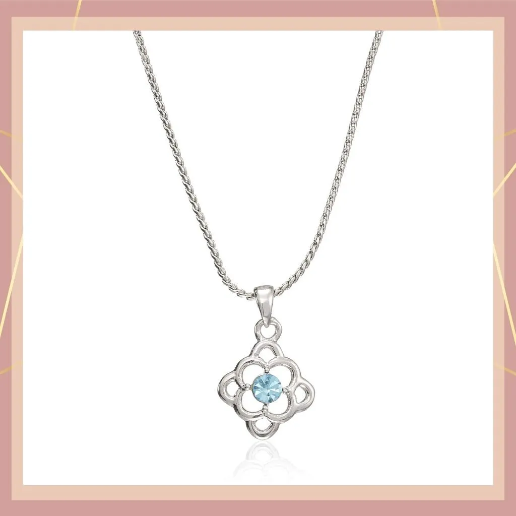 Estele - Rhodium Plated flower Petals Shape Pendant for Women / Girls