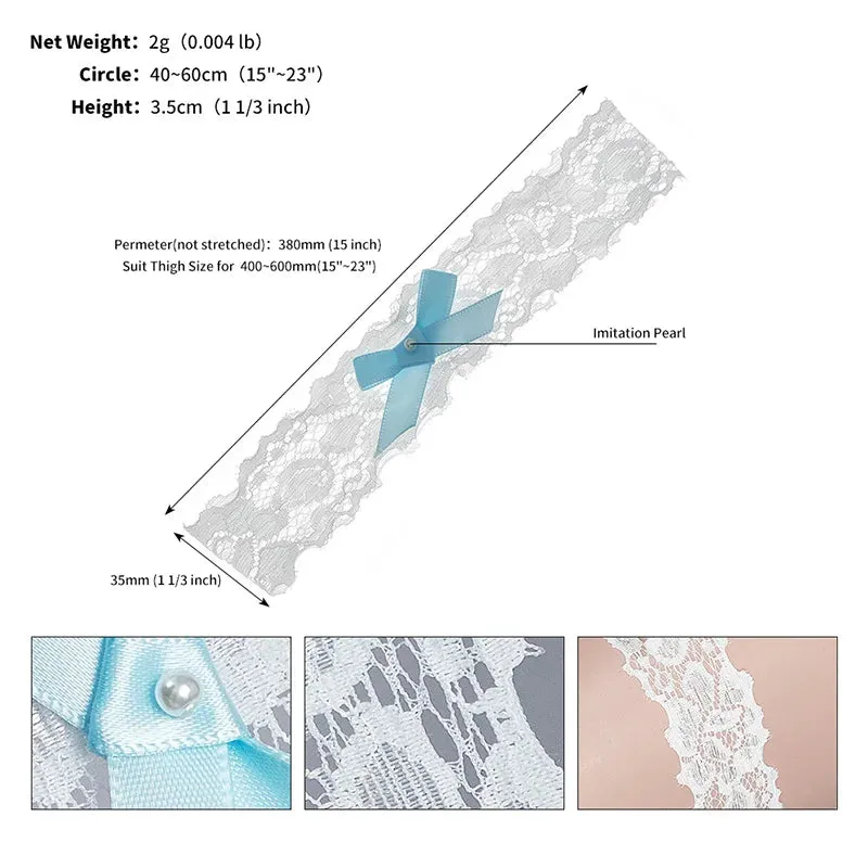 Fashion Bride Sexy Lace Blue Bowknot Wedding Garter Belt Bridal White Elastic Thigh Leg Garter For Women Wedding Accessories