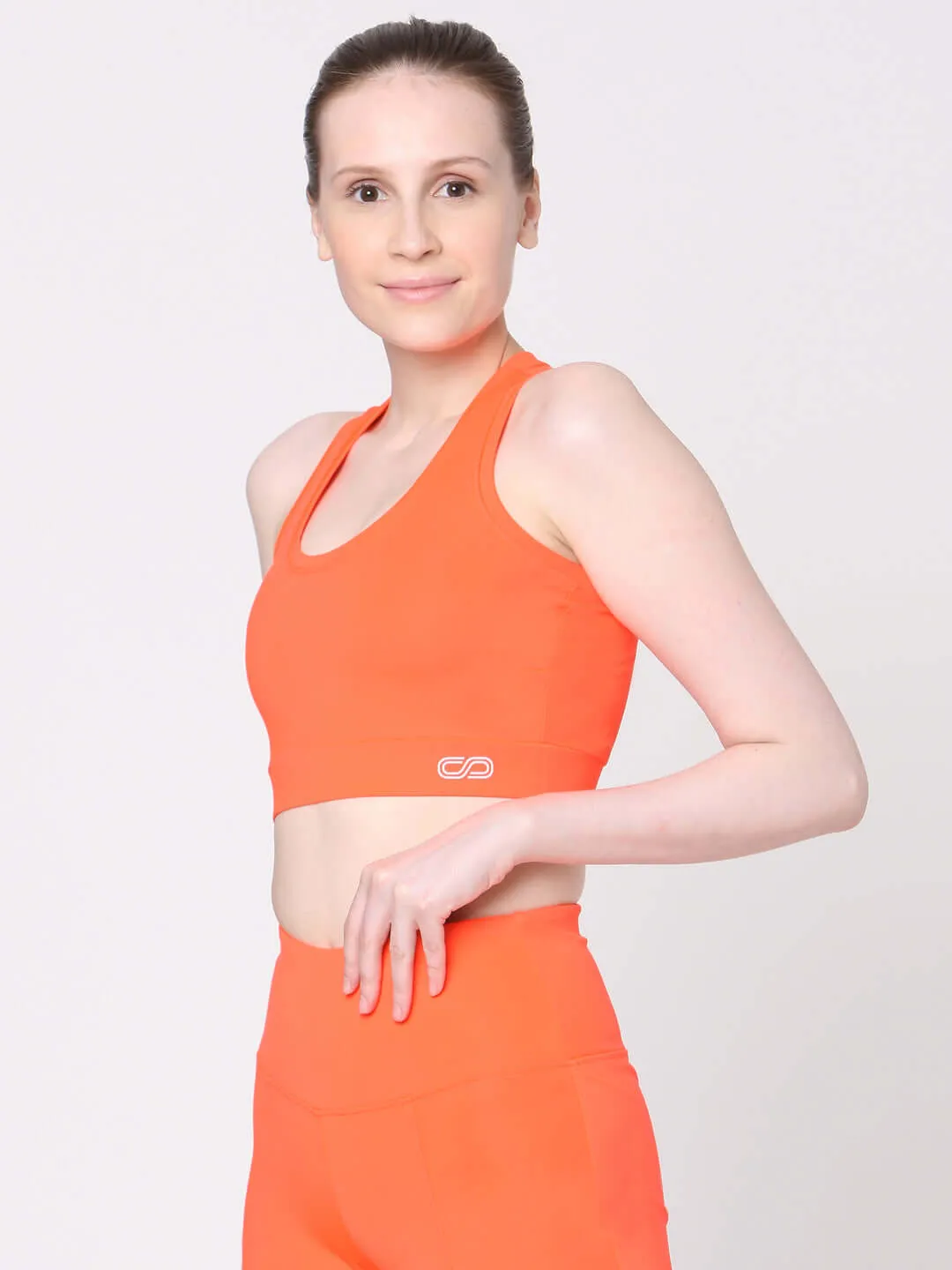 Fiery Coral T Back Sports Top & Rider Shorts