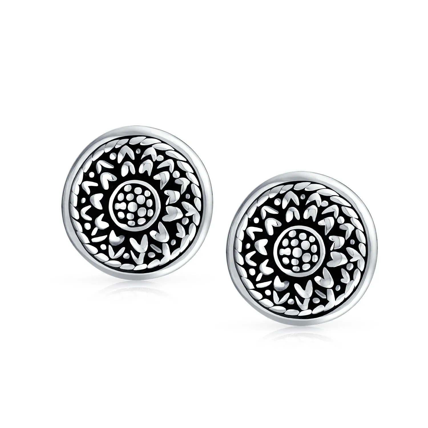 Filigree Marquise Turquoise Fan Clip On Western Earrings .925 Silver