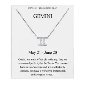 Gemini Zodiac Star Sign Necklace Created with Zircondia® Crystals