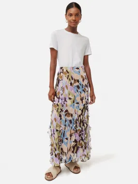 Graphic Pansy Crinkle Skirt | Lilac