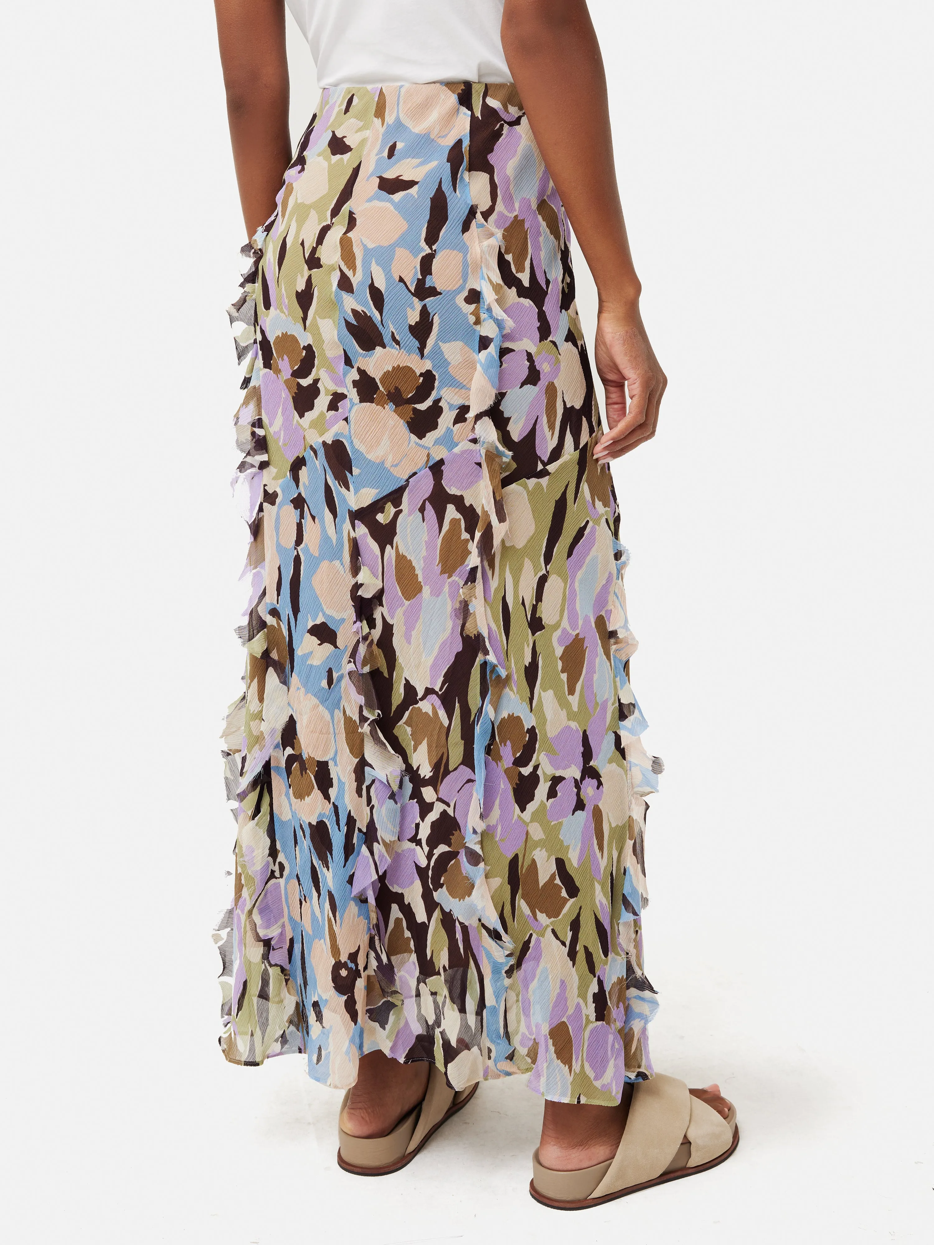 Graphic Pansy Crinkle Skirt | Lilac