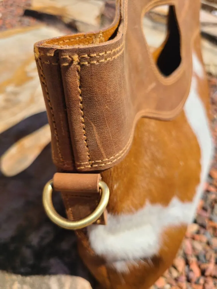 Hair-on Cowhide Leather Western Handbag - Brown and White