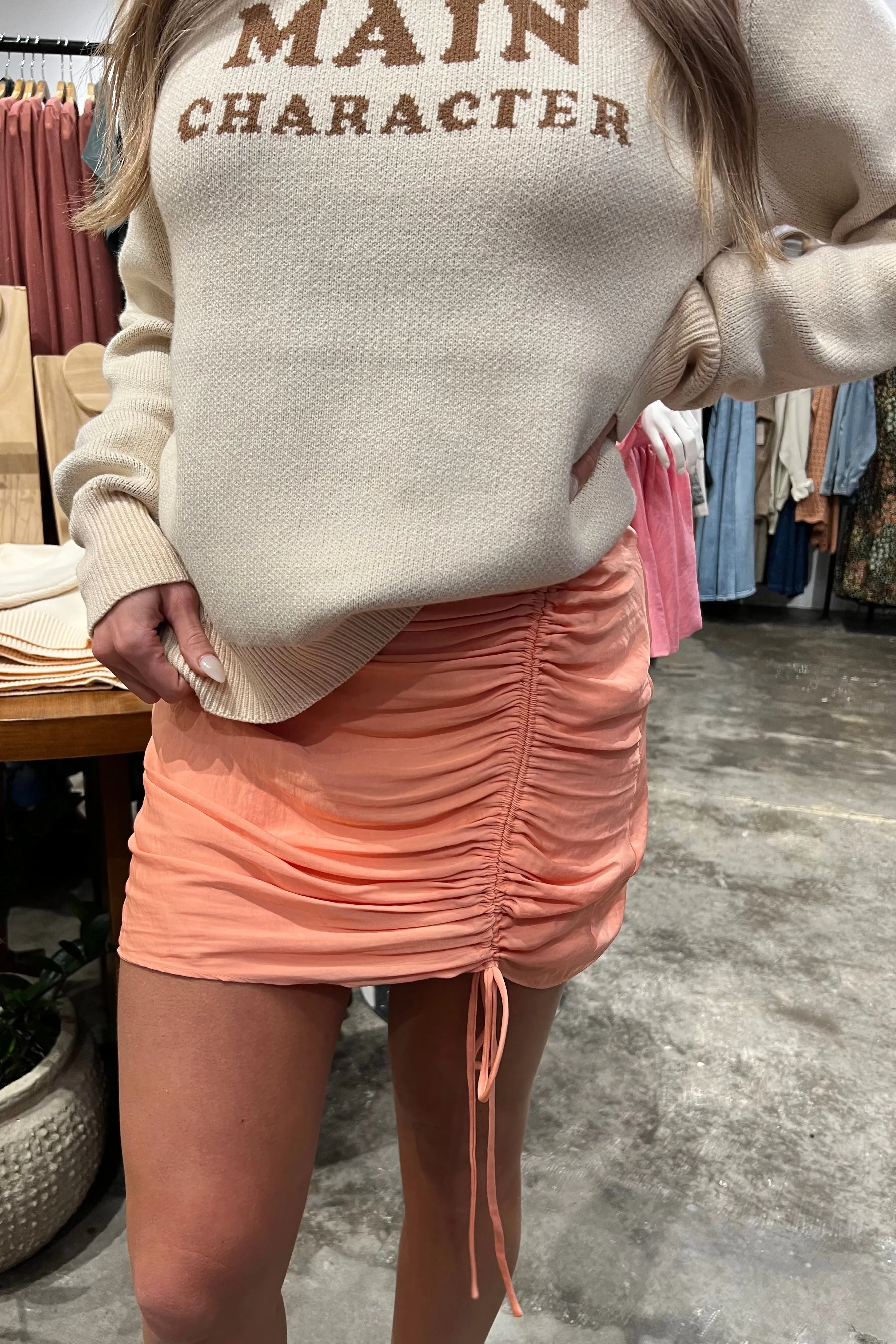 HANNA PEACH RUCHED SKIRT
