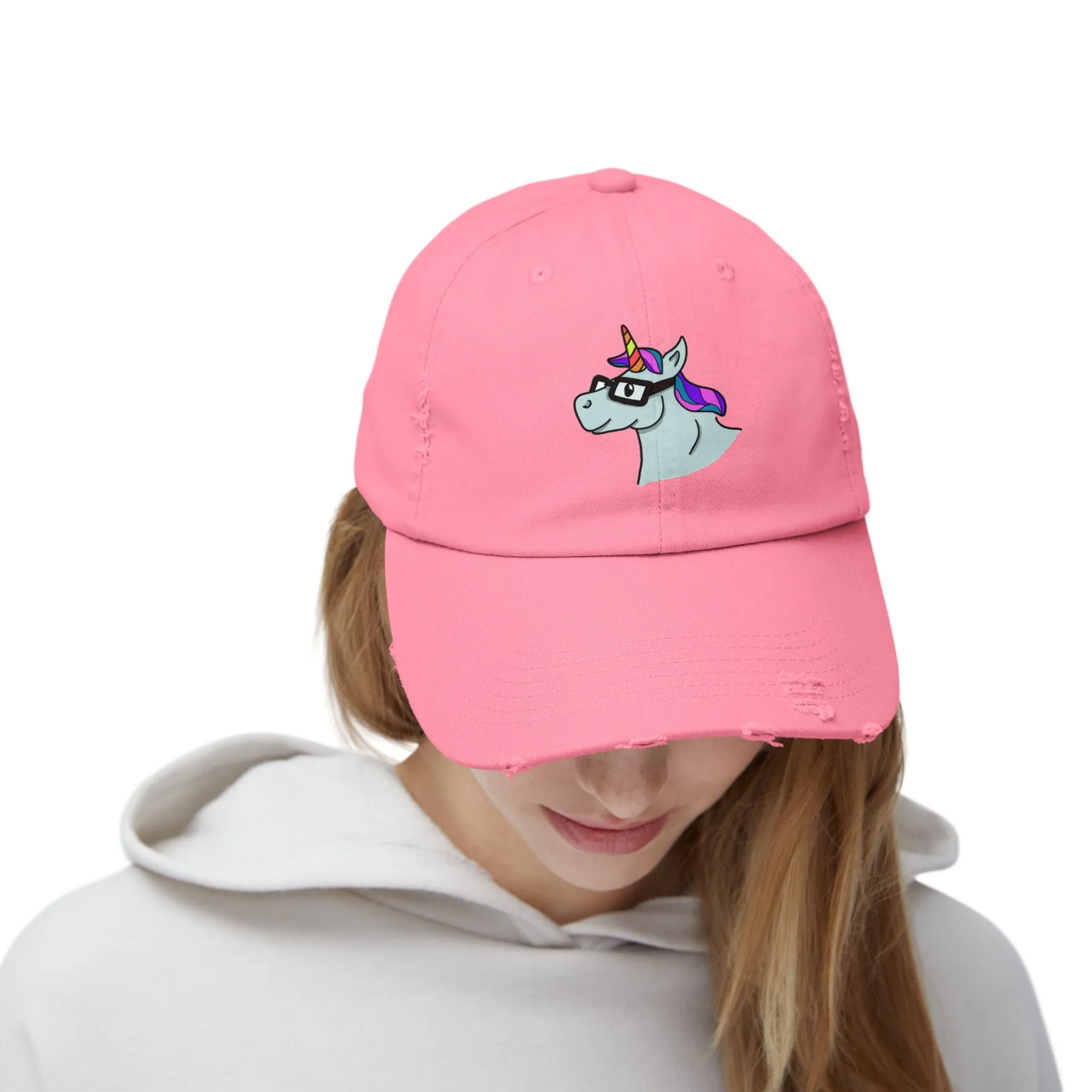 Hipster Unicorn Distressed Hat