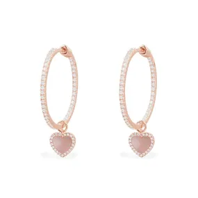 Hoop Earrings with Pink Nacre Heart
