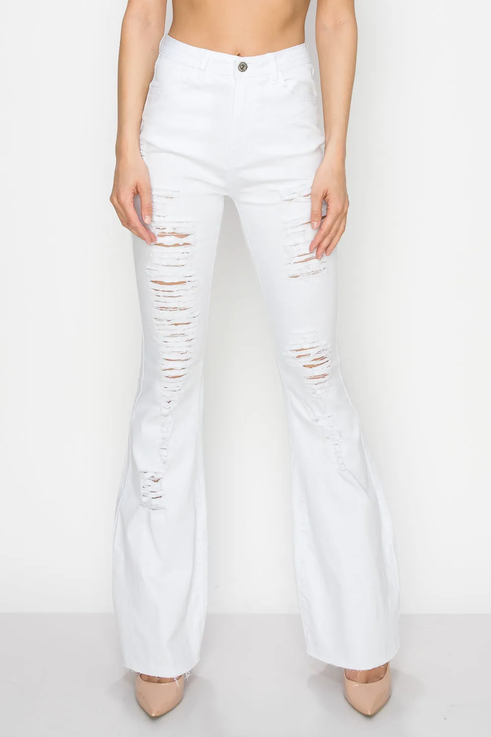JAZZ-053 BELL BOTTOM FLARE LEG RIPPED DISTRESSED & DESTROYED JEANS