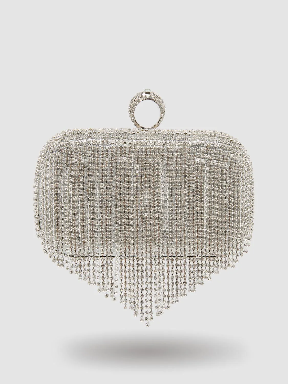 Jewelled Fringe Minaudiere With Ring Closure