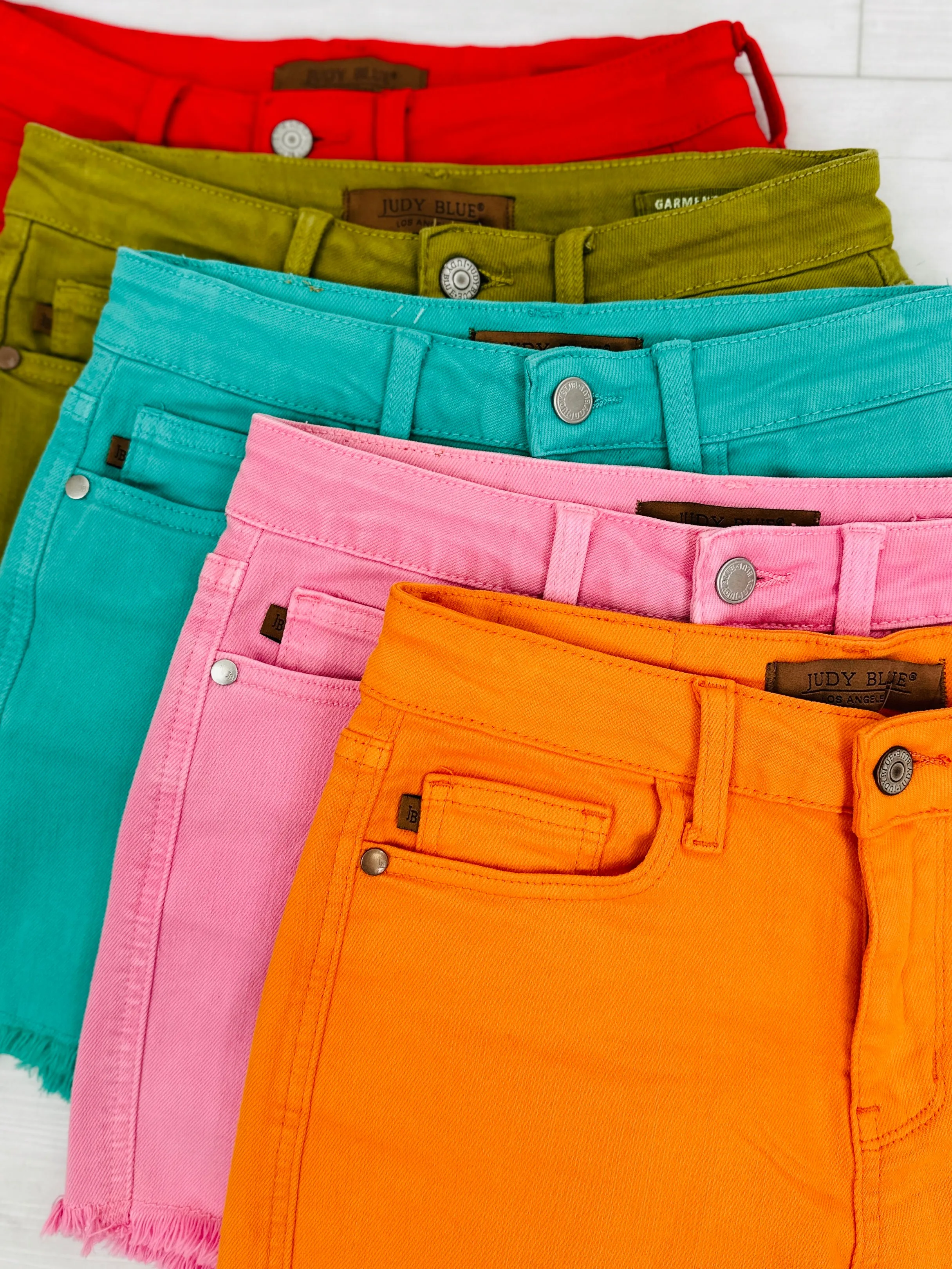 Judy Blue Color Me Happy Garment Dyed Shorts- Multiple Colors in Reg/Curvy