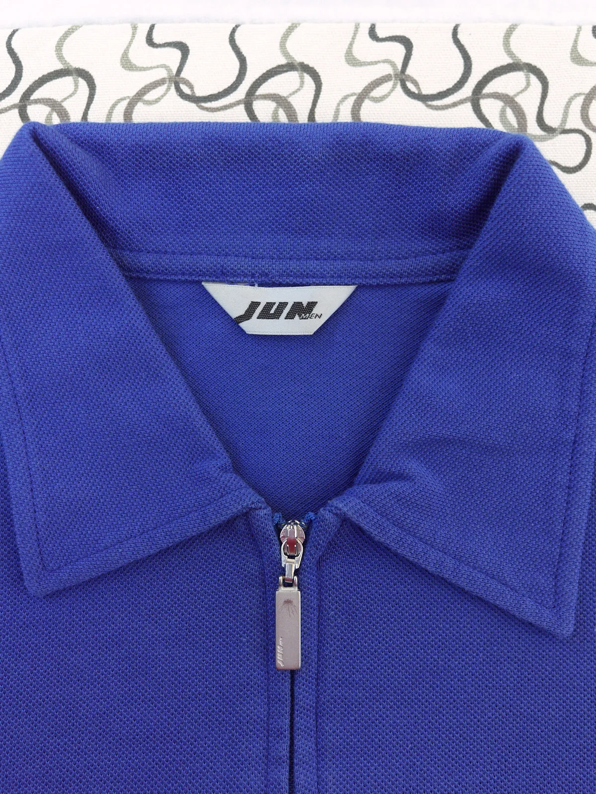 Jun Men 1980s blue cotton zip neck polo shirt - mens XS S