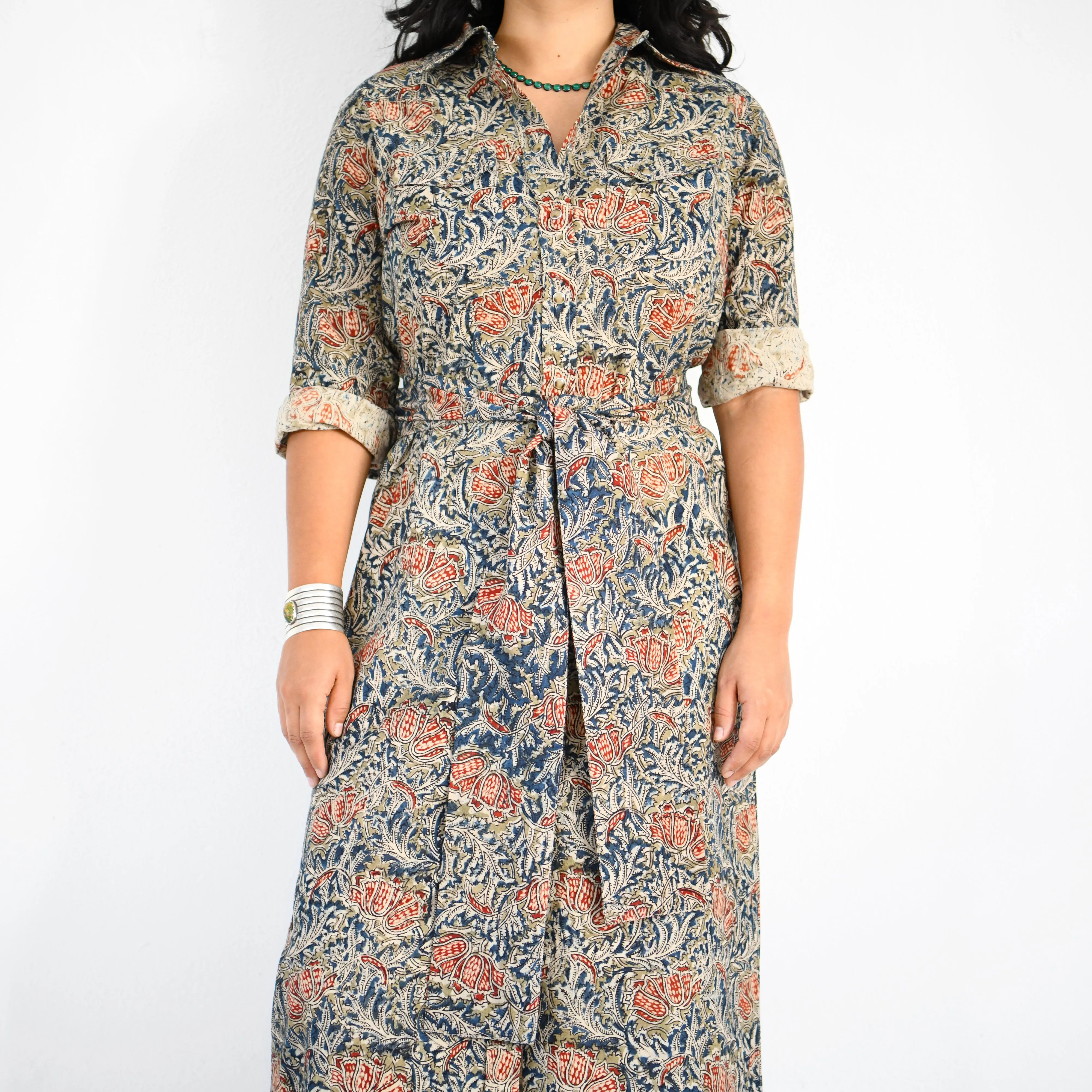 Kalamkari Western Dress: Trumpet Flower