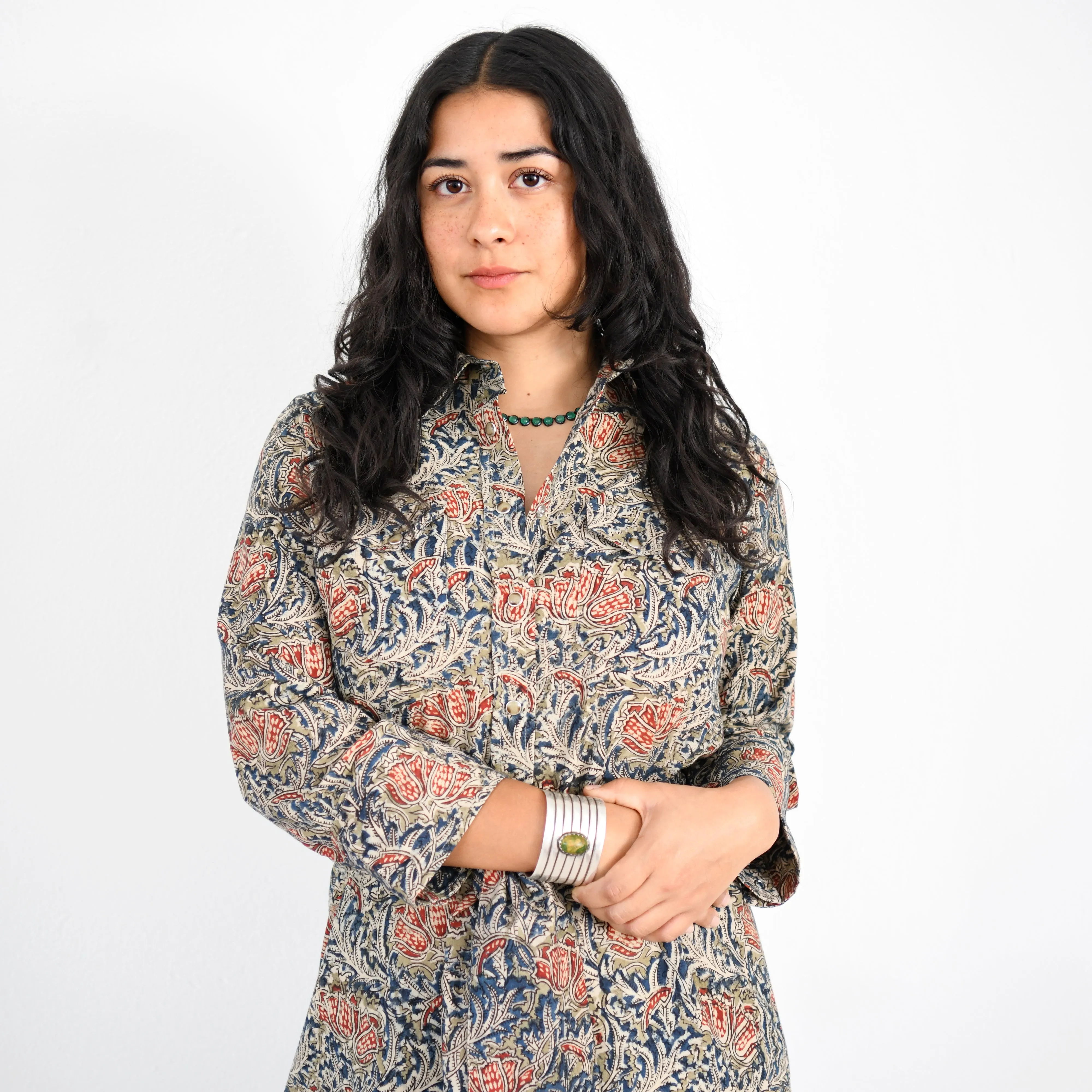 Kalamkari Western Dress: Trumpet Flower