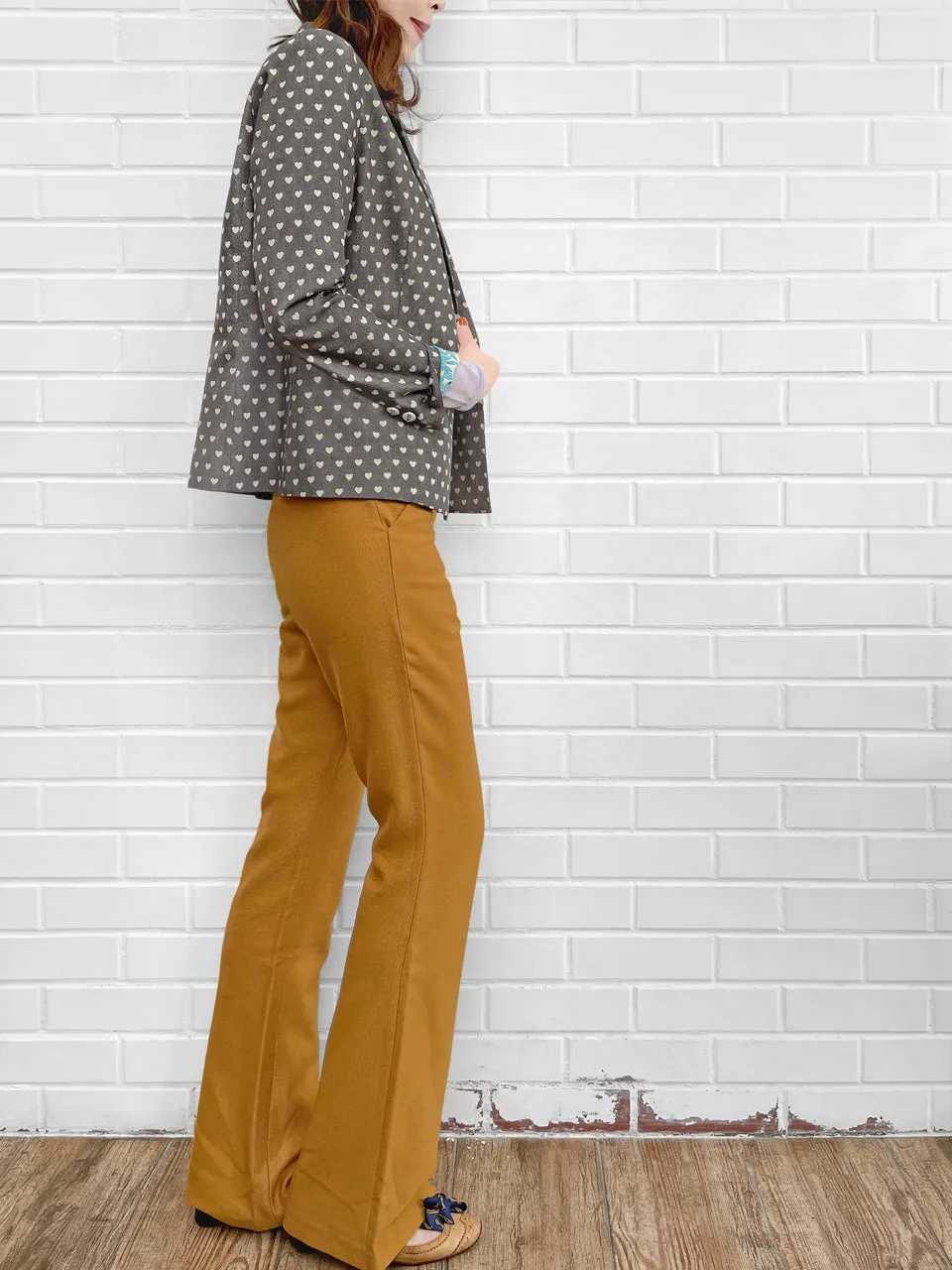 Last Chance! Sparkie Ochre Flare Leg Stretch Cotton Blend Pants