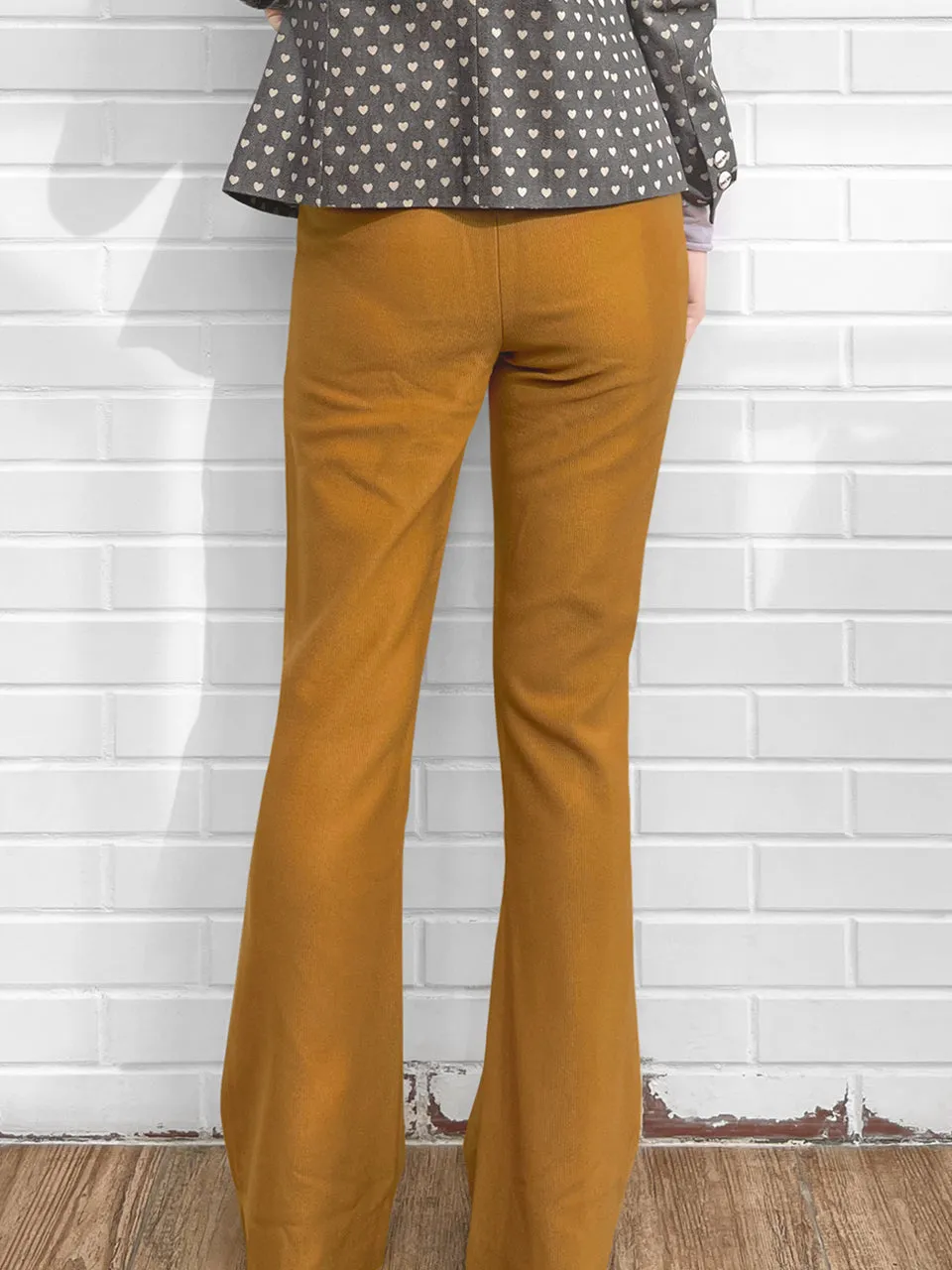 Last Chance! Sparkie Ochre Flare Leg Stretch Cotton Blend Pants