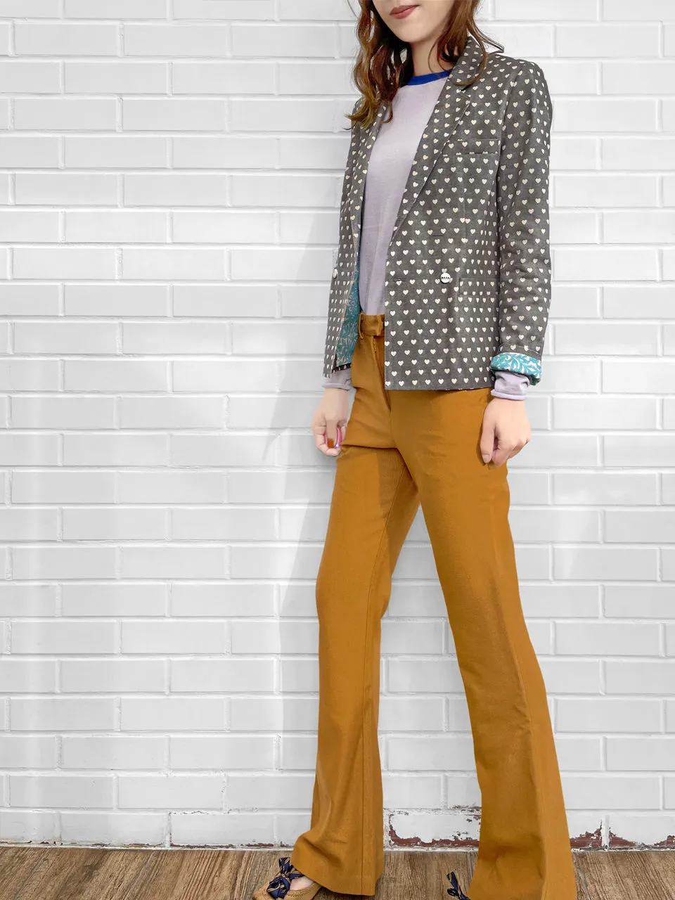Last Chance! Sparkie Ochre Flare Leg Stretch Cotton Blend Pants