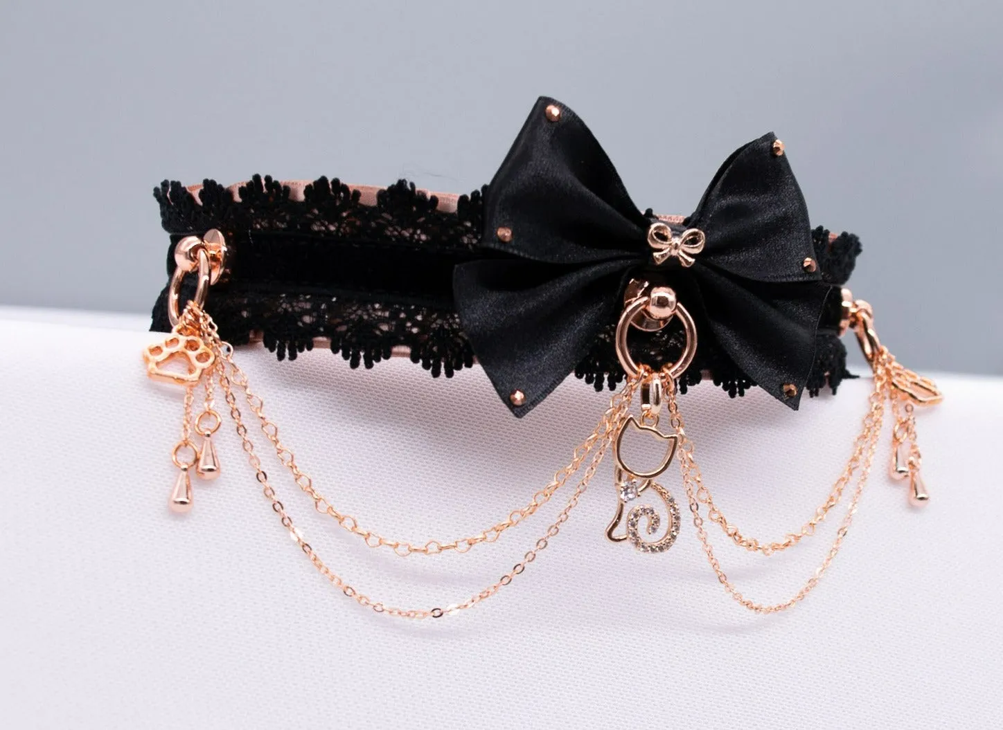 Limited Edition - Rose Gold & Black Velvet Luxury Kitten Collar