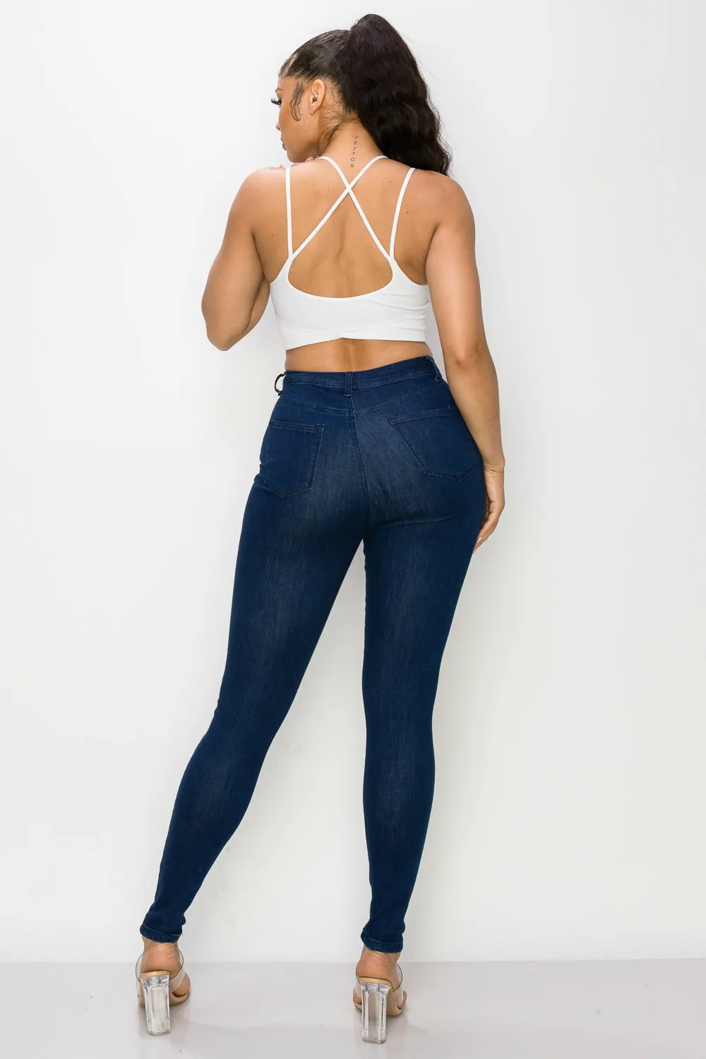 LO-126 OPEN PACK INK HIGH WAISTED SKINNY DENIM JEANS