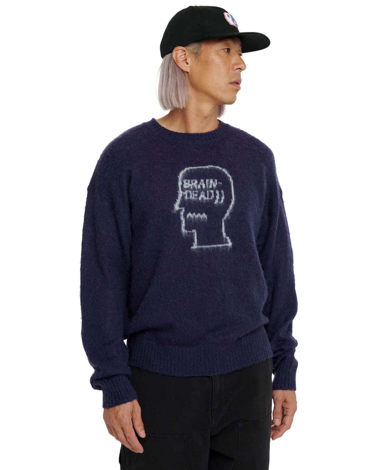 Logohead Pile Crewneck Sweater - Navy