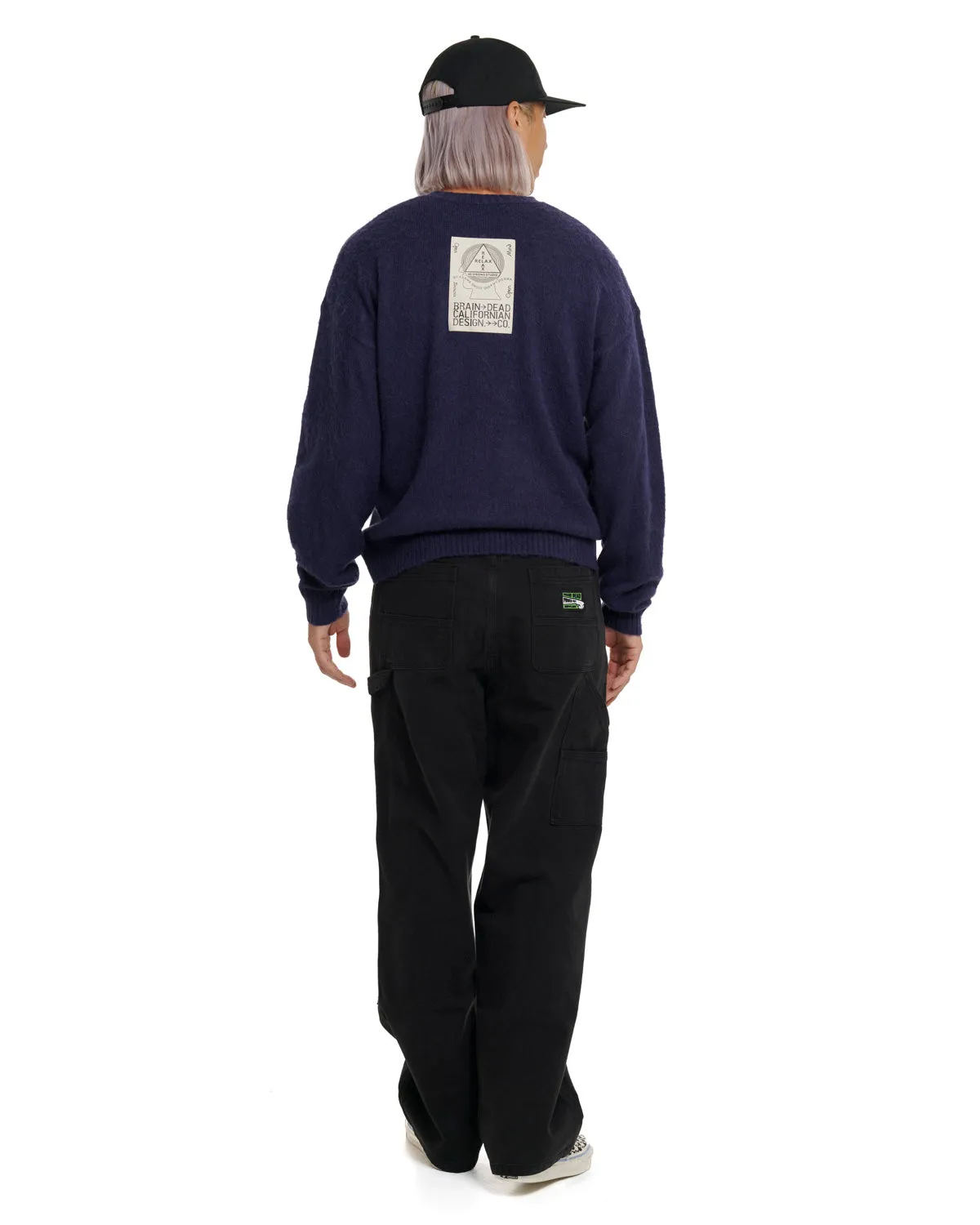 Logohead Pile Crewneck Sweater - Navy