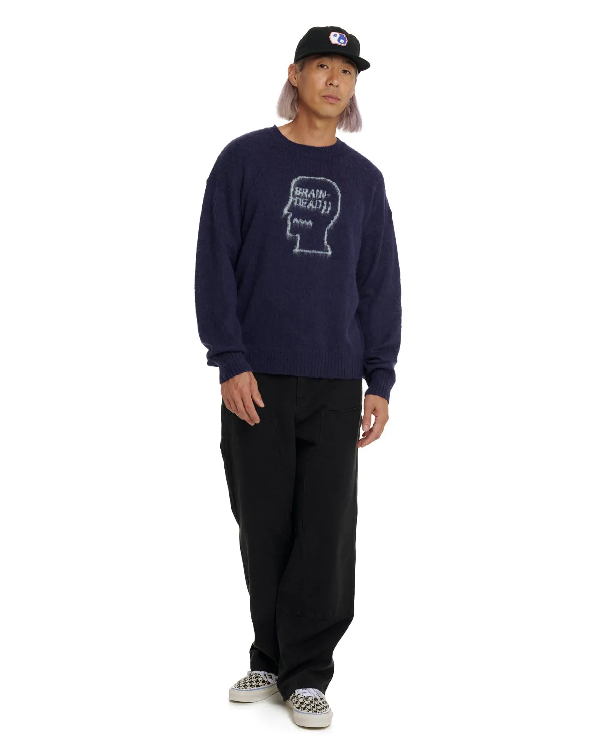 Logohead Pile Crewneck Sweater - Navy